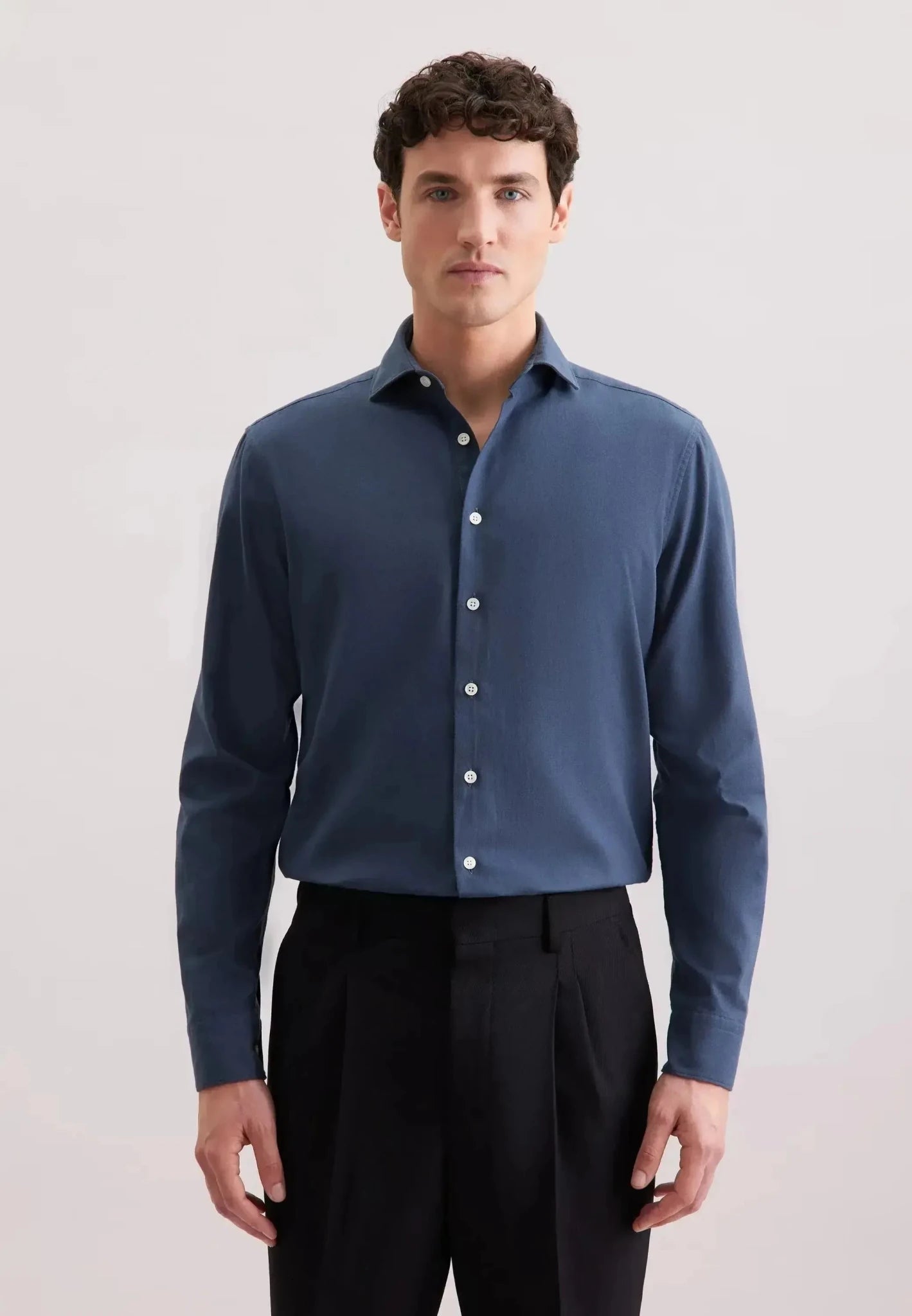 Seidensticker Regular Fit Spread Kent Pepita Flannel Shirt Dark Blue – 01.845572-18-38 | Studio DOS by Designer Outlet Sales