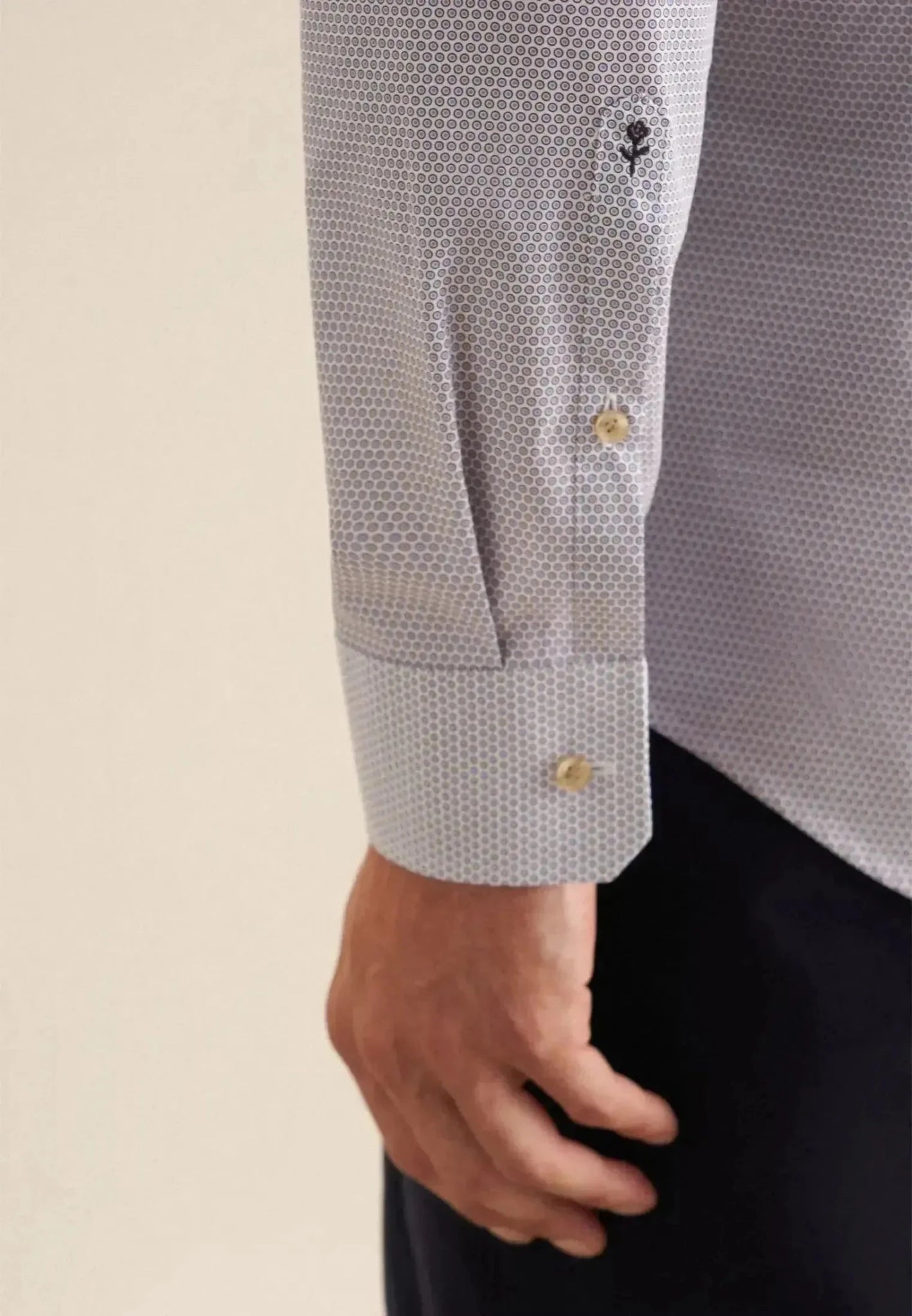 Seidensticker Slim Fit Business Kent Print Pattern Business Shirt Beige – 01.646460-06-37 | Studio DOS by Designer Outlet Sales