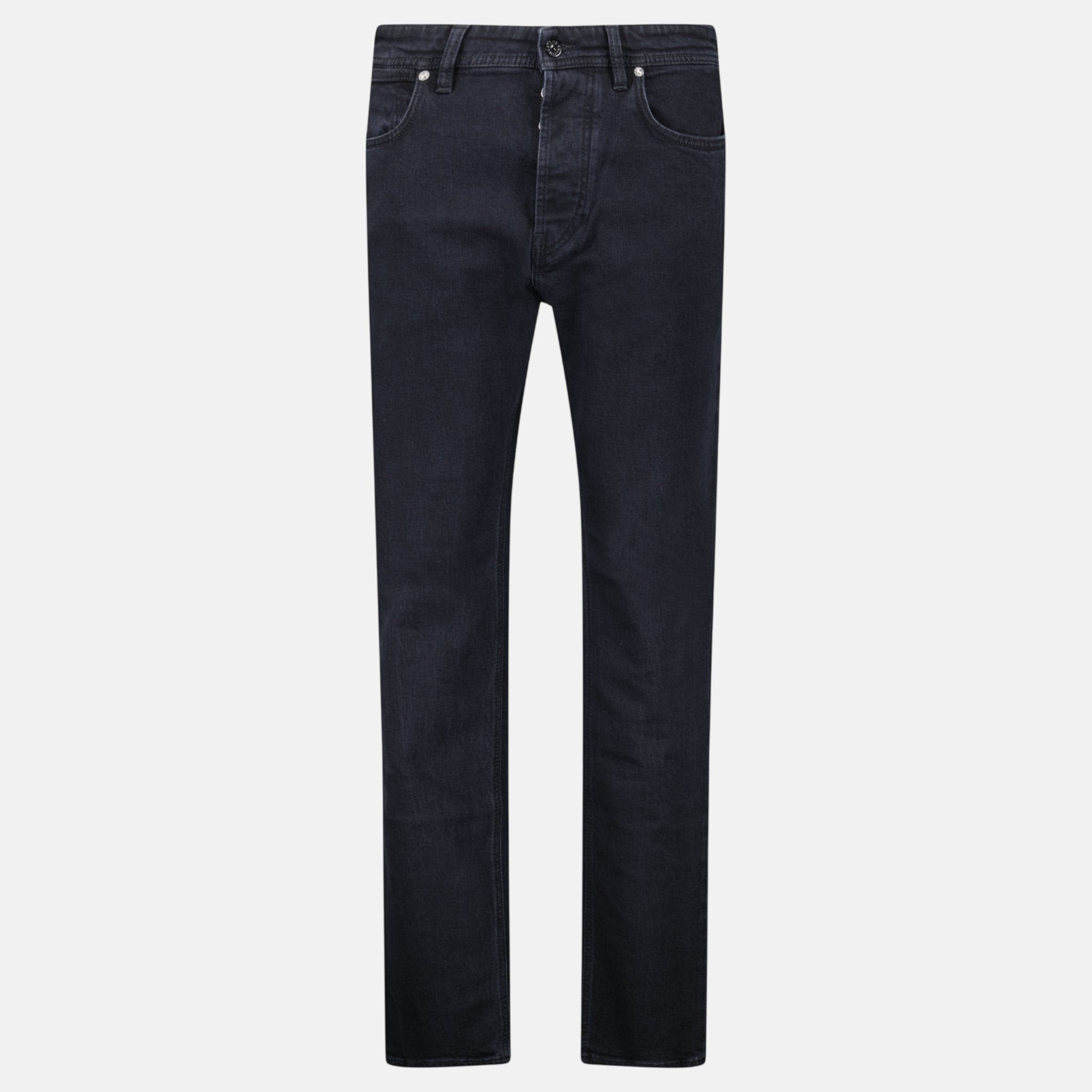 Stone Island Blue Rinsed Buttoned Indigo Denim Jeans Black – F30 | Studio DOS by Designer Outlet Sales