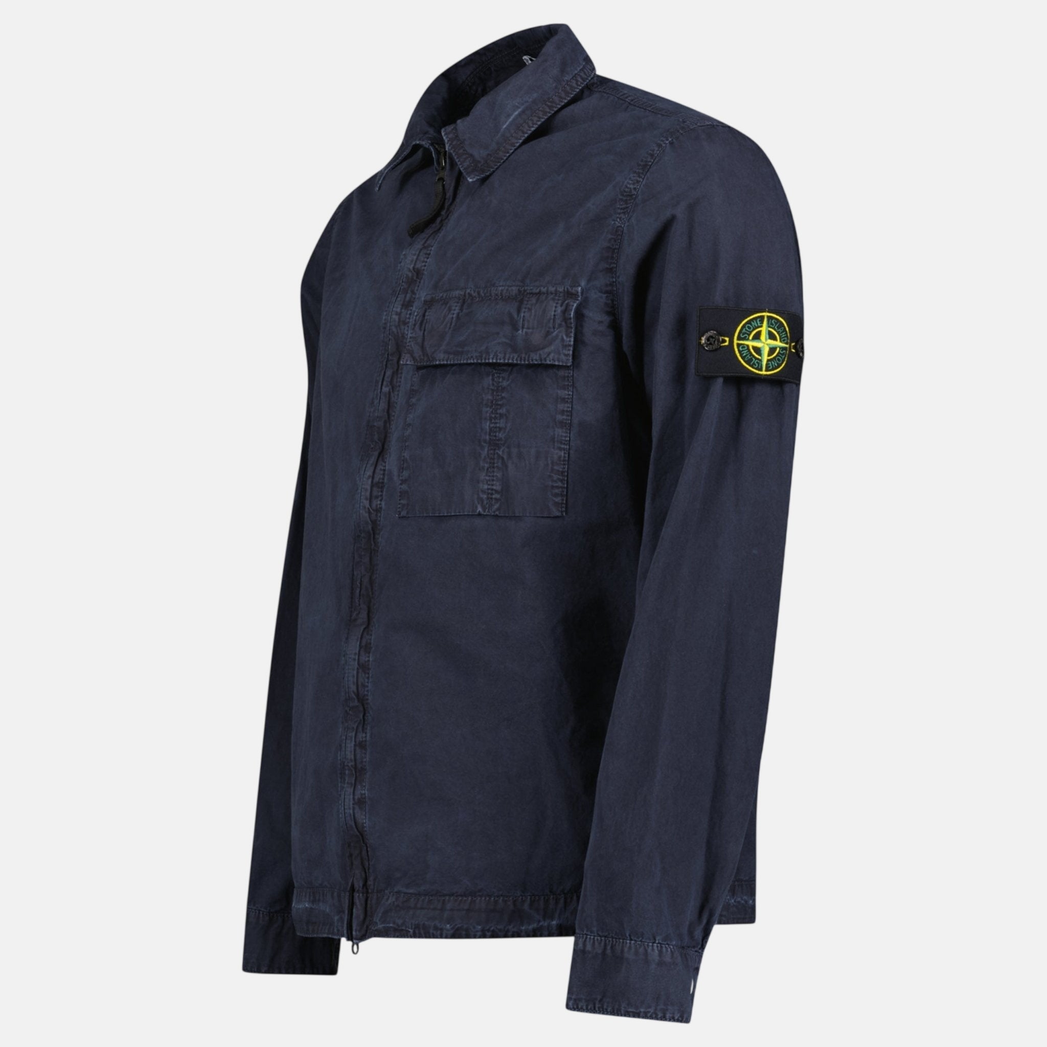 Stone Island Brushed Organic Cotton Canvas ‘OLD’ Effect Overshirt Navy – sku-57814133375357 | Studio DOS by Designer Outlet Sales