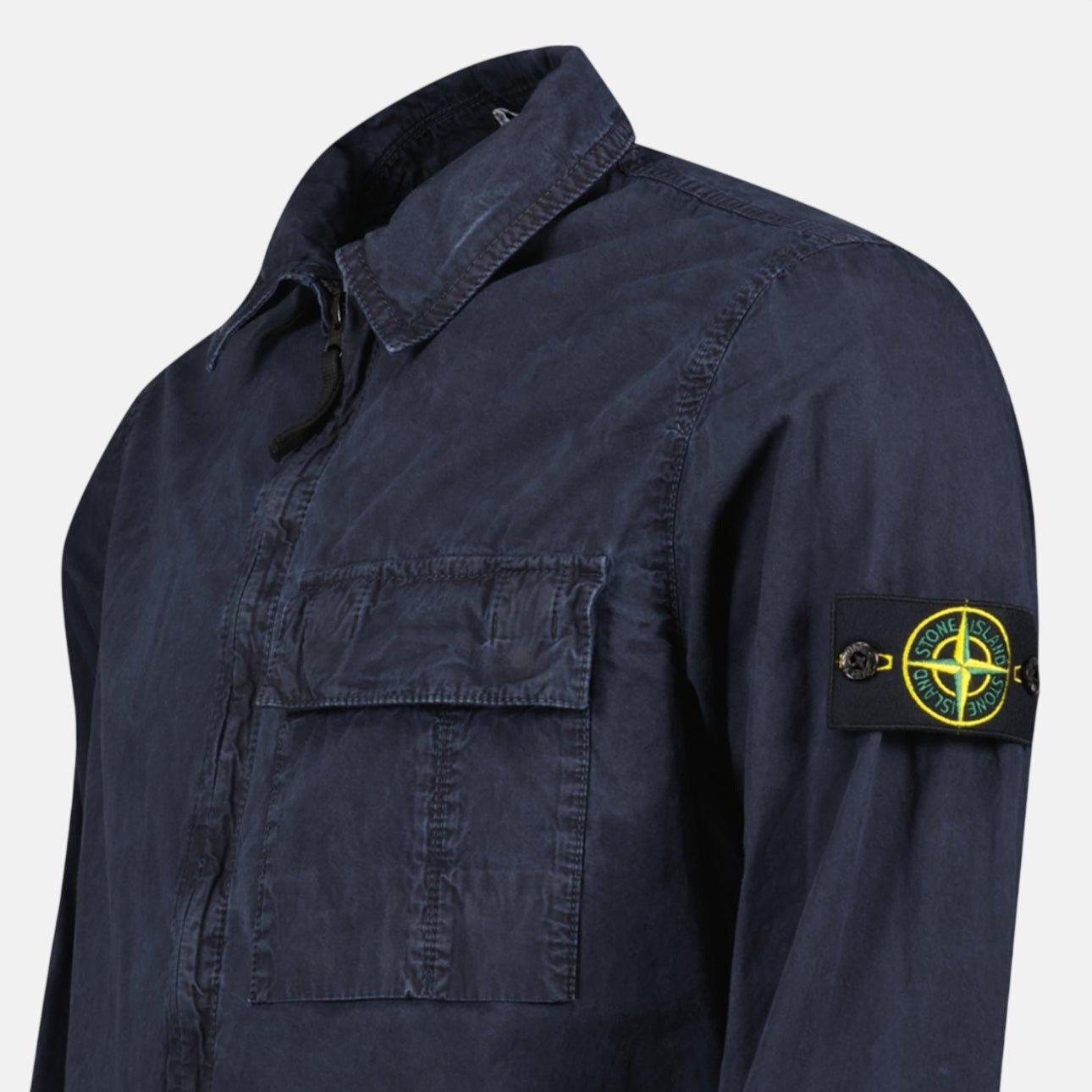 Stone Island Brushed Organic Cotton Canvas ‘OLD’ Effect Overshirt Navy – sku-57814133375357 | Studio DOS by Designer Outlet Sales
