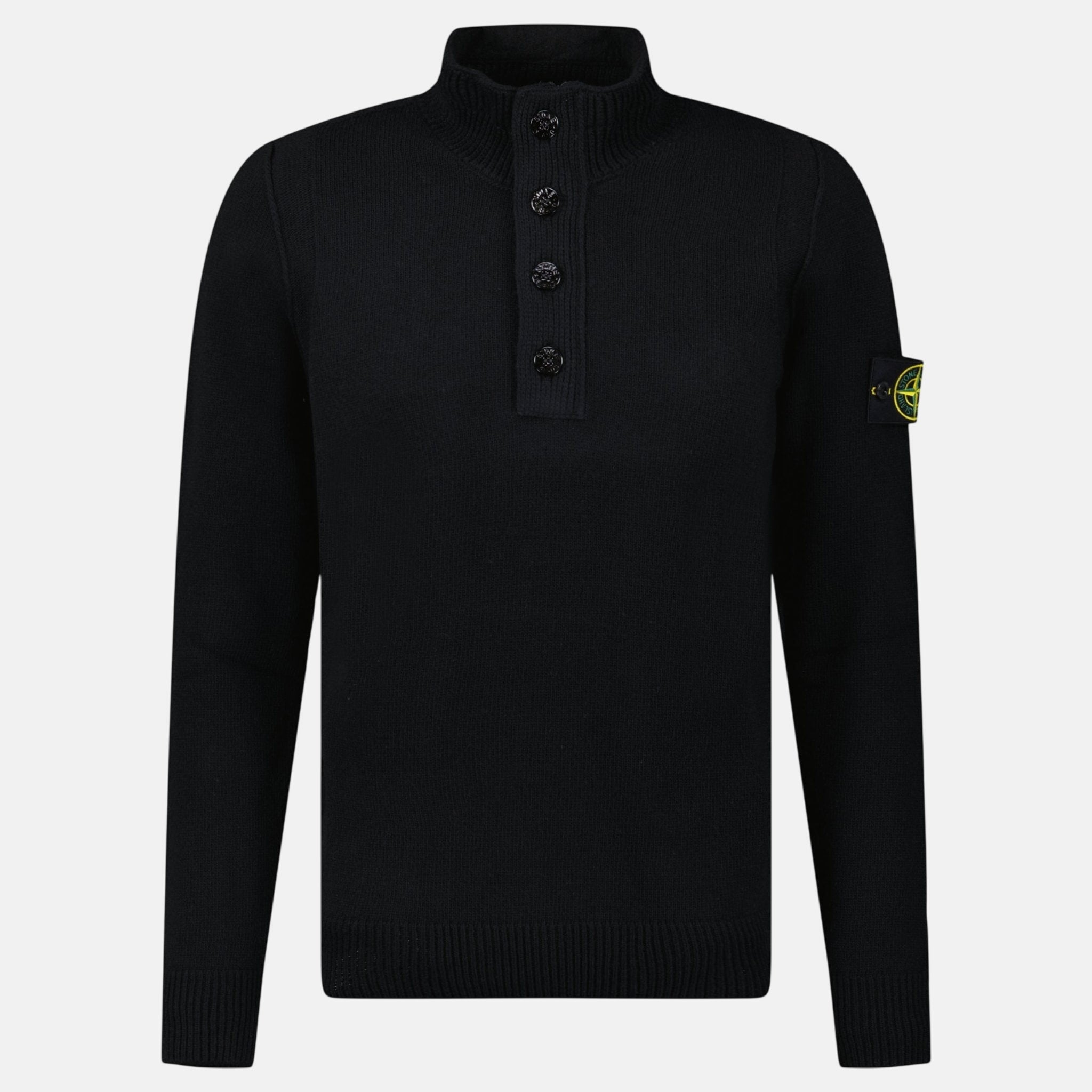 Stone Island Button Neck Jumper Black – A2 | Studio DOS by Designer Outlet Sales
