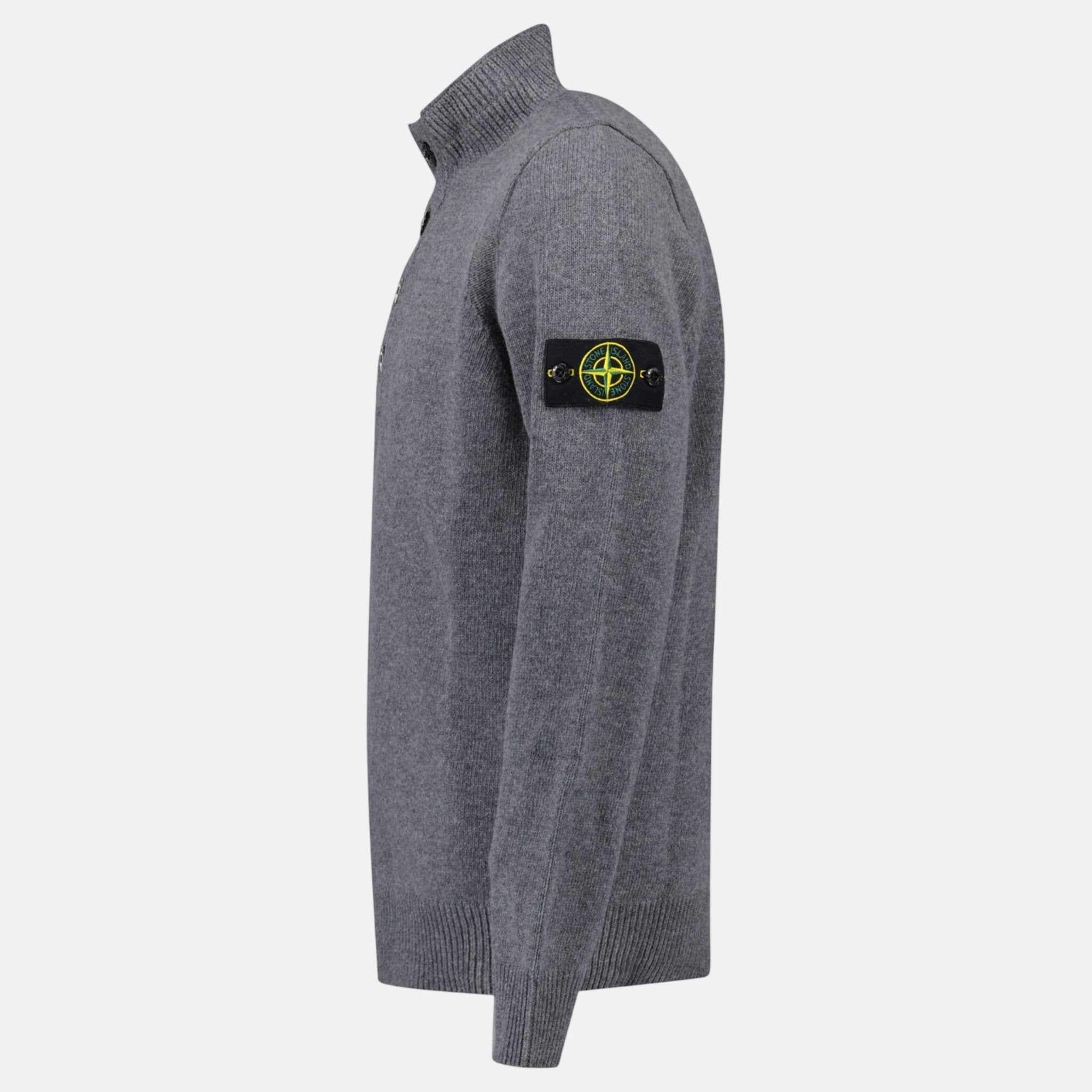 Stone Island Button Neck Jumper Cement Grey – A13 | Studio DOS by Designer Outlet Sales