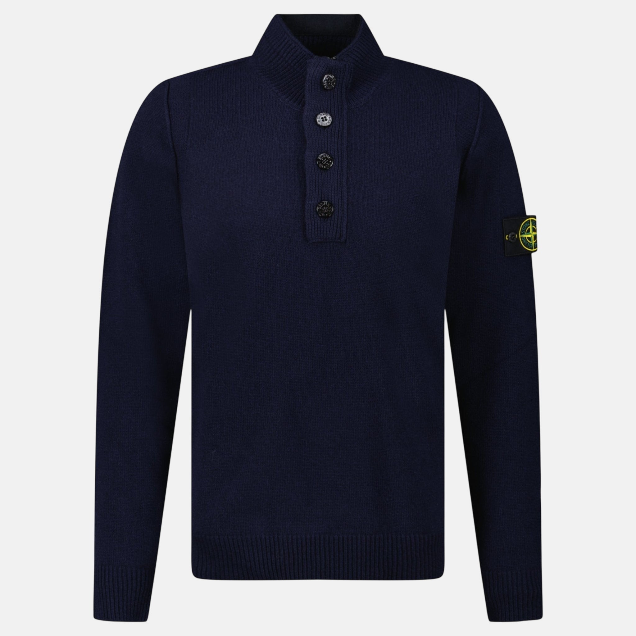 Stone Island Button Neck Jumper Navy – C68 | Studio DOS by Designer Outlet Sales