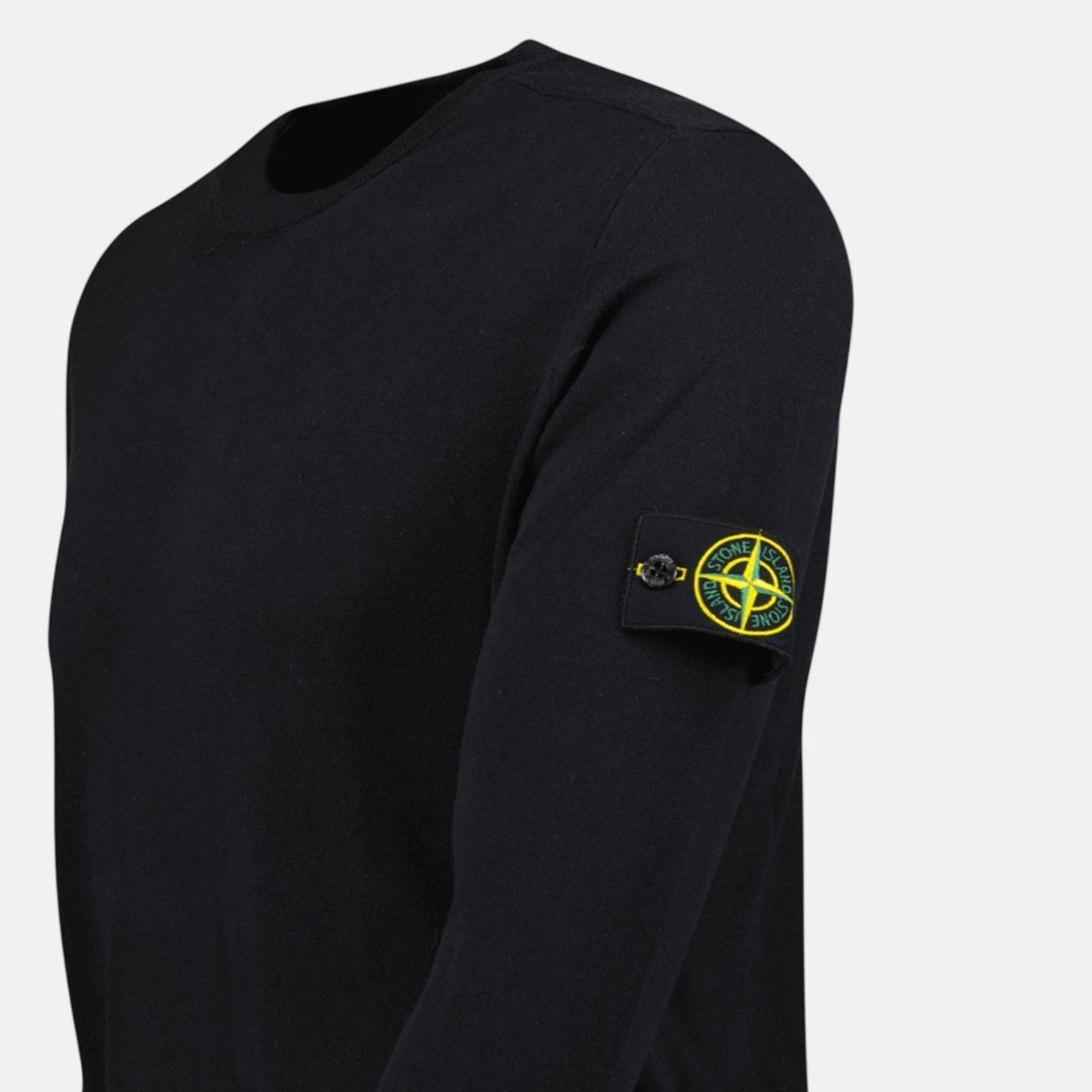 Stone Island Compass Badge Light Raw Hand Organic Cotton Jumper Navy – T4 | Studio DOS by Designer Outlet Sales