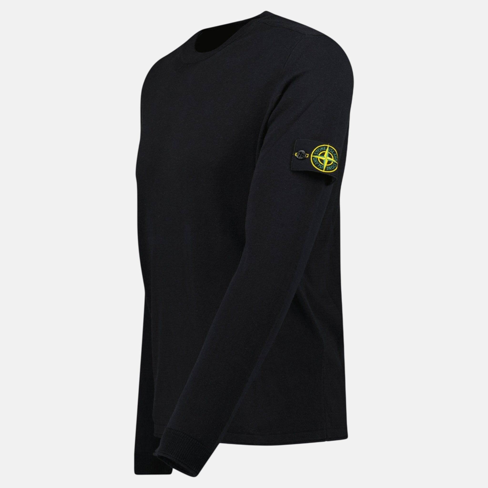 Stone Island Compass Badge Light Raw Hand Organic Cotton Jumper Navy – T4 | Studio DOS by Designer Outlet Sales