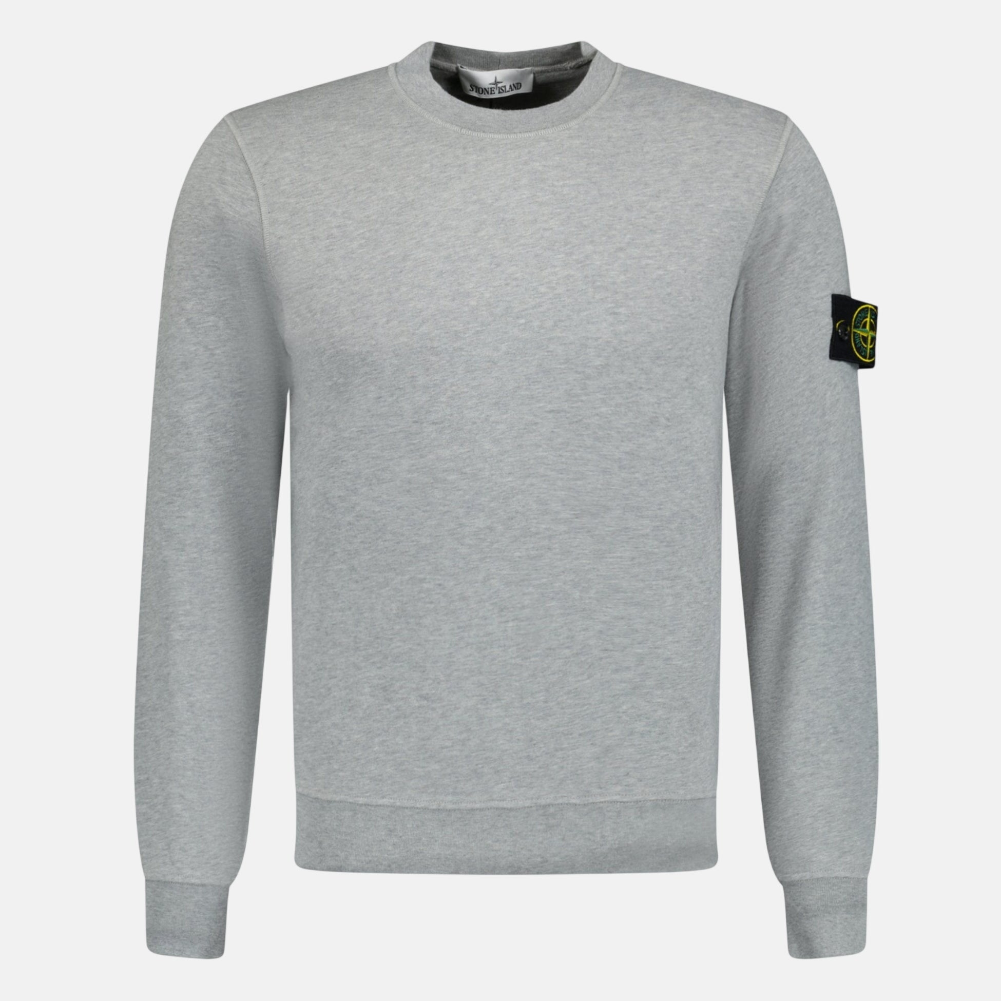 Stone Island Compass Badge Organic Cotton Crewneck Sweatshirt Grey – F35 | Studio DOS by Designer Outlet Sales