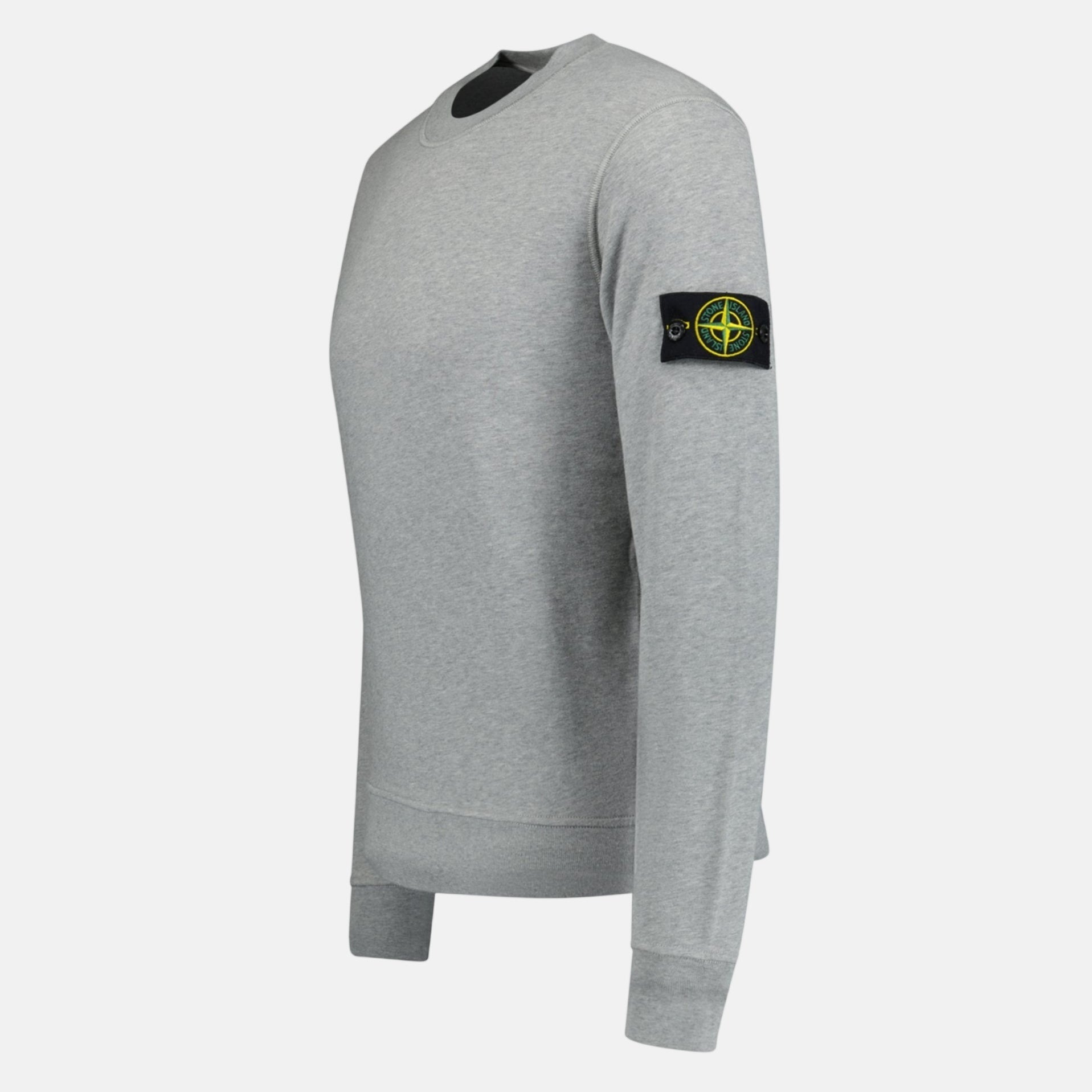 Stone Island Compass Badge Organic Cotton Crewneck Sweatshirt Grey – F35 | Studio DOS by Designer Outlet Sales
