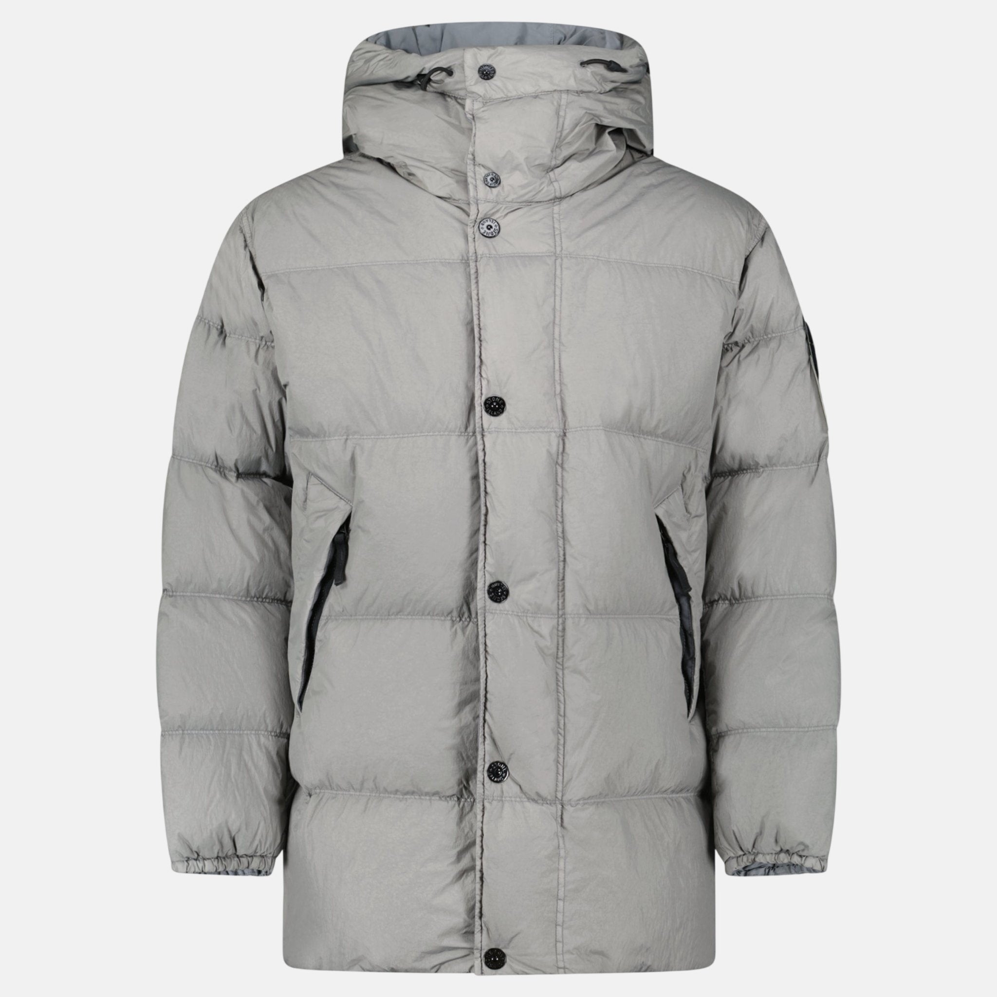 Stone Island Hooded Down Crinkle Reps NY Jacket Cement – Rail 5 L | Studio DOS by Designer Outlet Sales