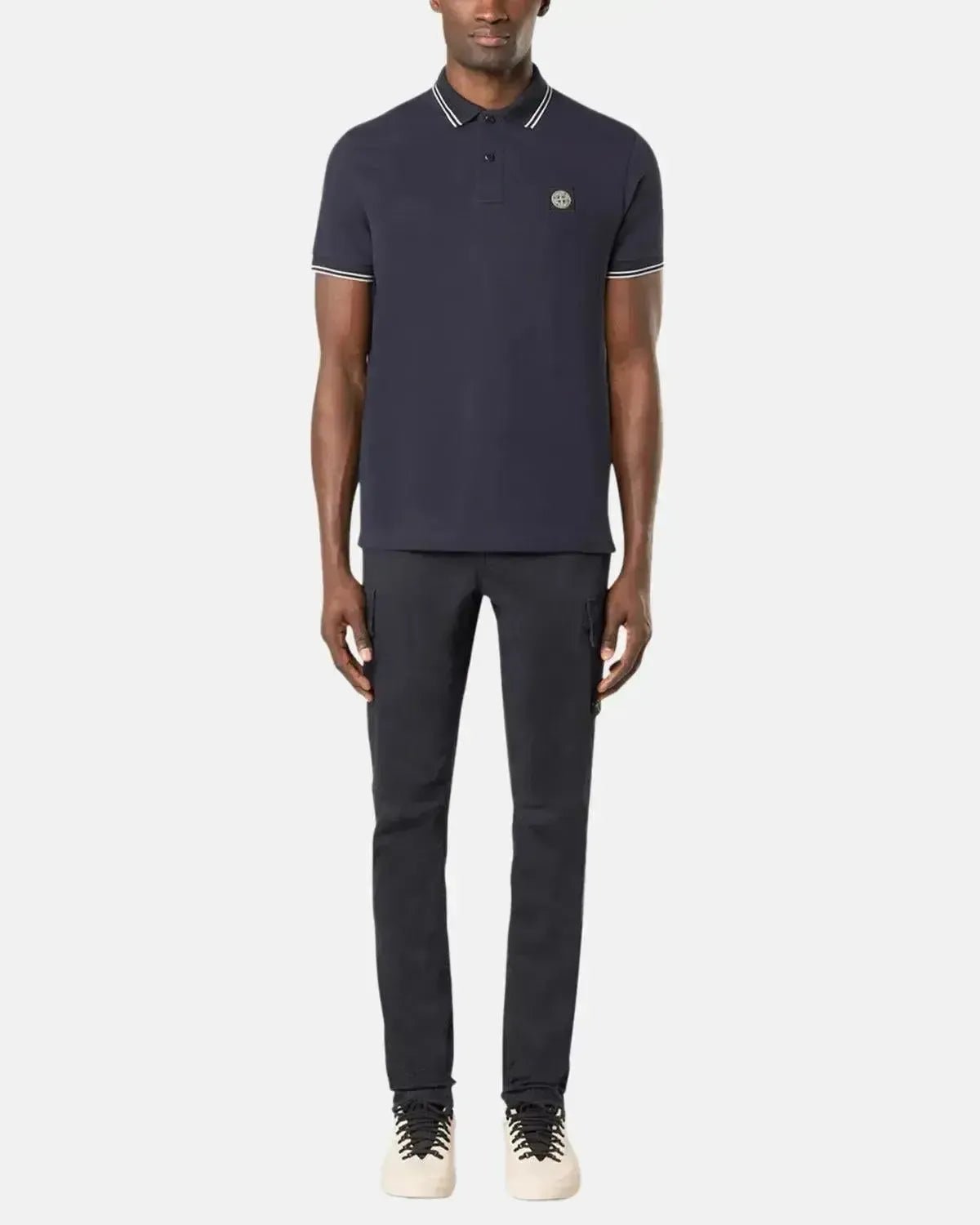 STONE ISLAND MENS 2200007 ORGANIC STRETCH COTTON TIPPED SLIM FIT POLO SHIRT NAVY – STONE-ISLAND-K2S152200007-S0018-V0020-S | Studio DOS by Designer Outlet Sales