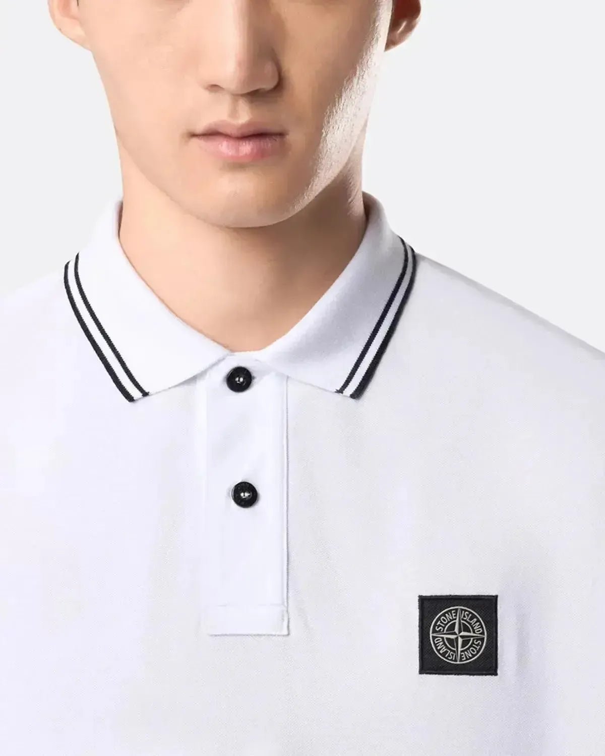 STONE ISLAND MENS 2200007 ORGANIC STRETCH COTTON TIPPED SLIM FIT POLO SHIRT WHITE – STONE-ISLAND-K2S152200007-S0018-V1001-S | Studio DOS by Designer Outlet Sales