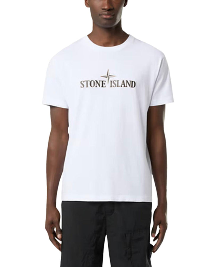 STONE ISLAND MENS 2NS80 INSTITUTIONAL THREE T-SHIRT WHITE-Designer Outlet Sales