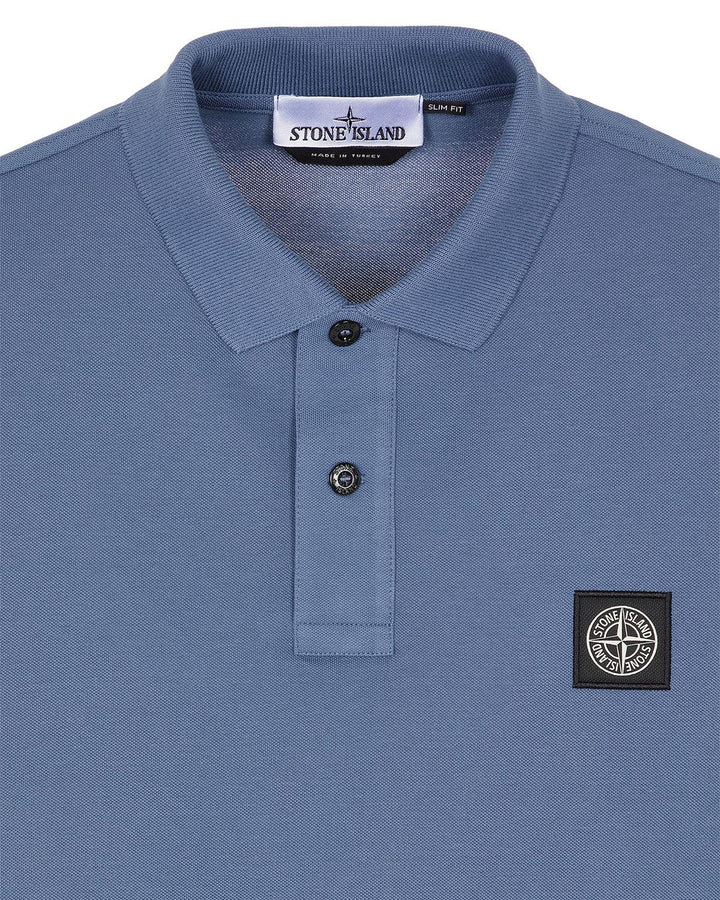 STONE ISLAND MENS 2SC17 COMPASS BADGE POLO SHIRT AVIO BLUE-Designer Outlet Sales