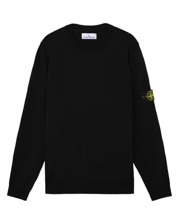 STONE ISLAND MENS 510C4 LIGHT PURE RWS WOOL KNIT BLACK-Designer Outlet Sales