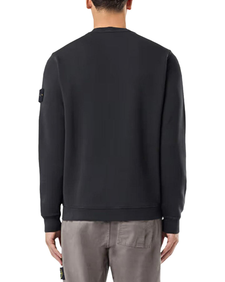 STONE ISLAND MENS 61241 ORGANIC DIAGONAL FLEECE OLD EFFECT SWEATSHIRT BLACK-Designer Outlet Sales