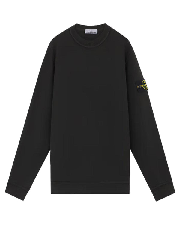 STONE ISLAND MENS 61241 ORGANIC DIAGONAL FLEECE OLD EFFECT SWEATSHIRT BLACK-Designer Outlet Sales