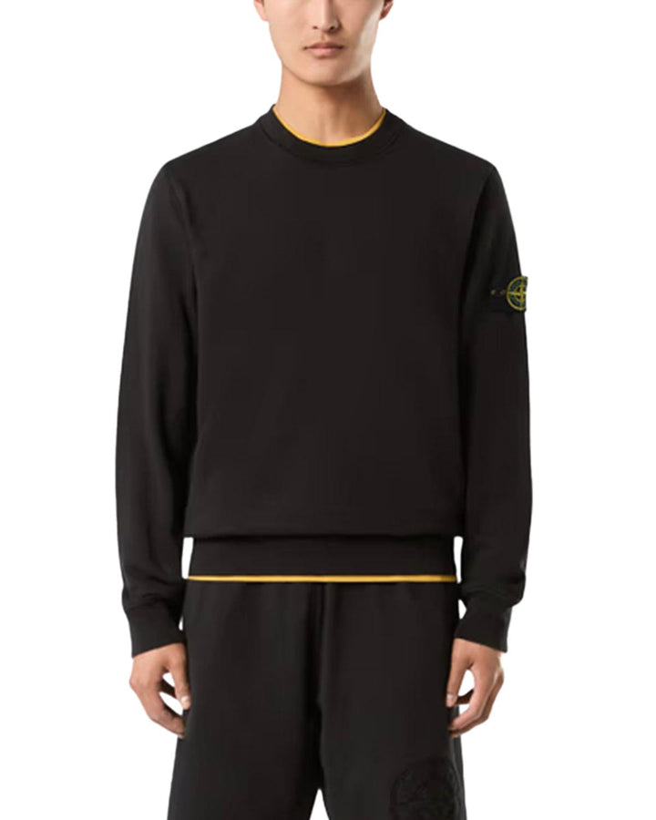 STONE ISLAND MENS 63051 COTTON FLEECE SWEATSHIRT BLACK-Designer Outlet Sales