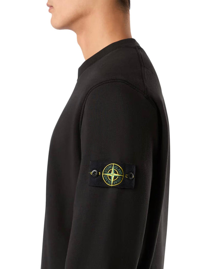 STONE ISLAND MENS 63051 COTTON FLEECE SWEATSHIRT BLACK-Designer Outlet Sales