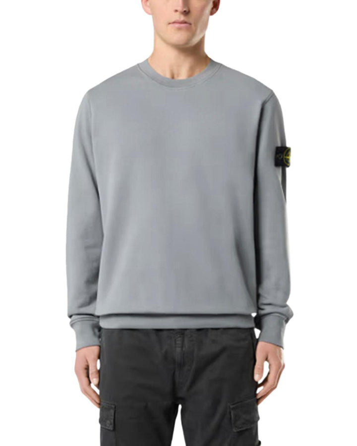 STONE ISLAND MENS 63051 COTTON FLEECE SWEATSHIRT GREEN GREY-Designer Outlet Sales