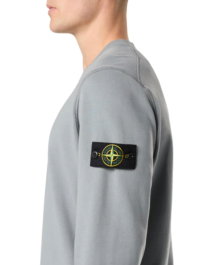 STONE ISLAND MENS 63051 COTTON FLEECE SWEATSHIRT GREEN GREY-Designer Outlet Sales