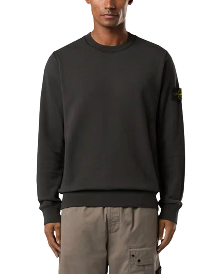 STONE ISLAND MENS 63051 COTTON FLEECE SWEATSHIRT LEAD GREY-Designer Outlet Sales