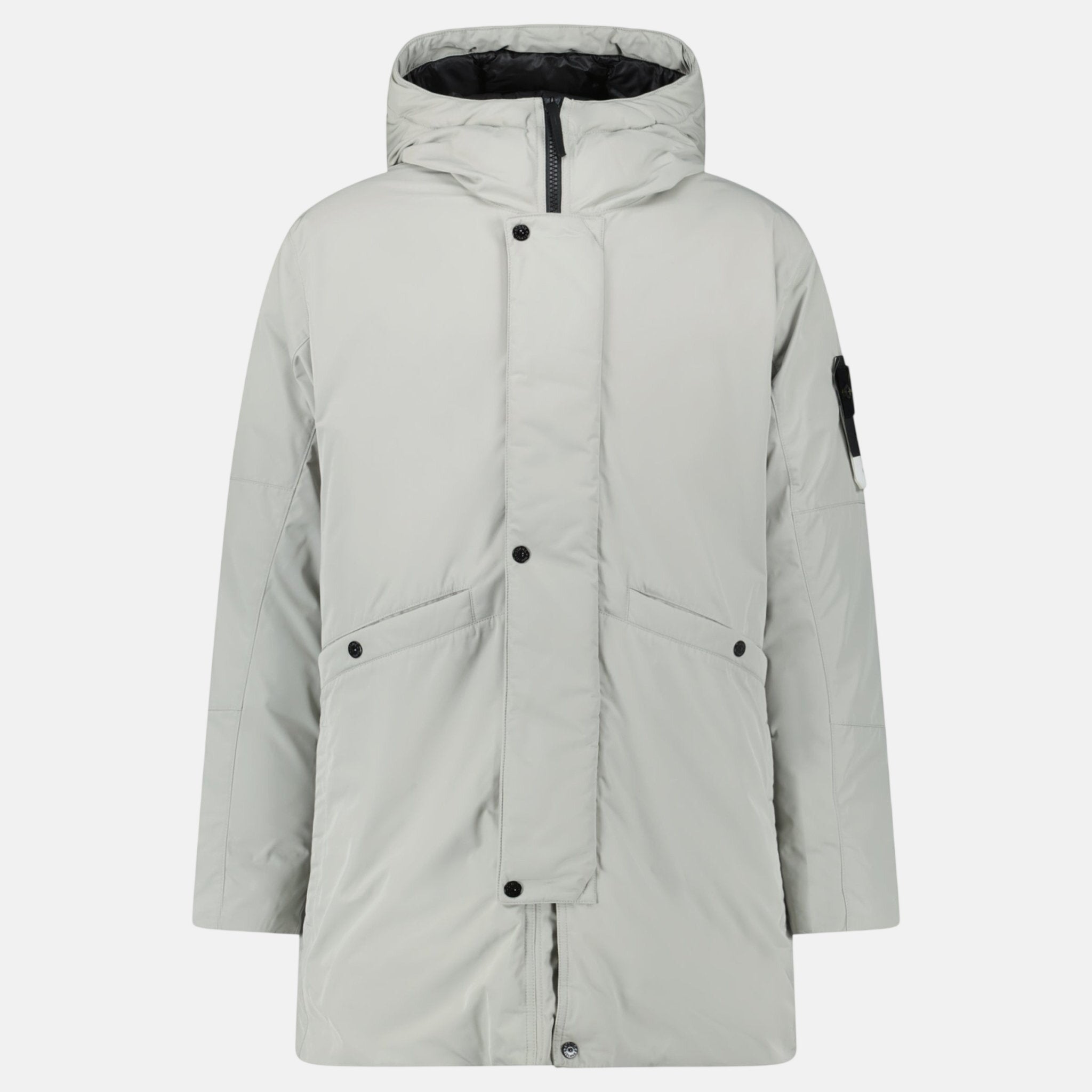 Stone Island Micro Twill Hooded Long Parka Pearl Grey – Rail 5 U | Studio DOS by Designer Outlet Sales