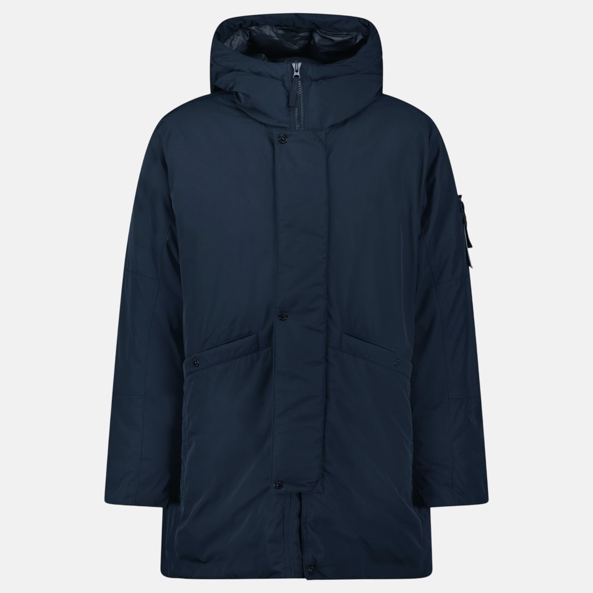 Stone Island Micro Twill Long Parka Navy – sku-57575657898365 | Studio DOS by Designer Outlet Sales
