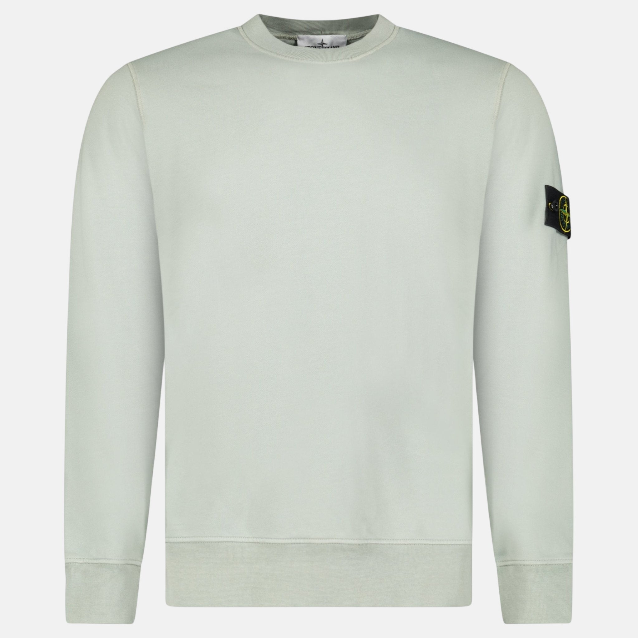 Stone Island Organic Cotton Fleece Crewneck Sweatshirt Sage Green – C90 | Studio DOS by Designer Outlet Sales