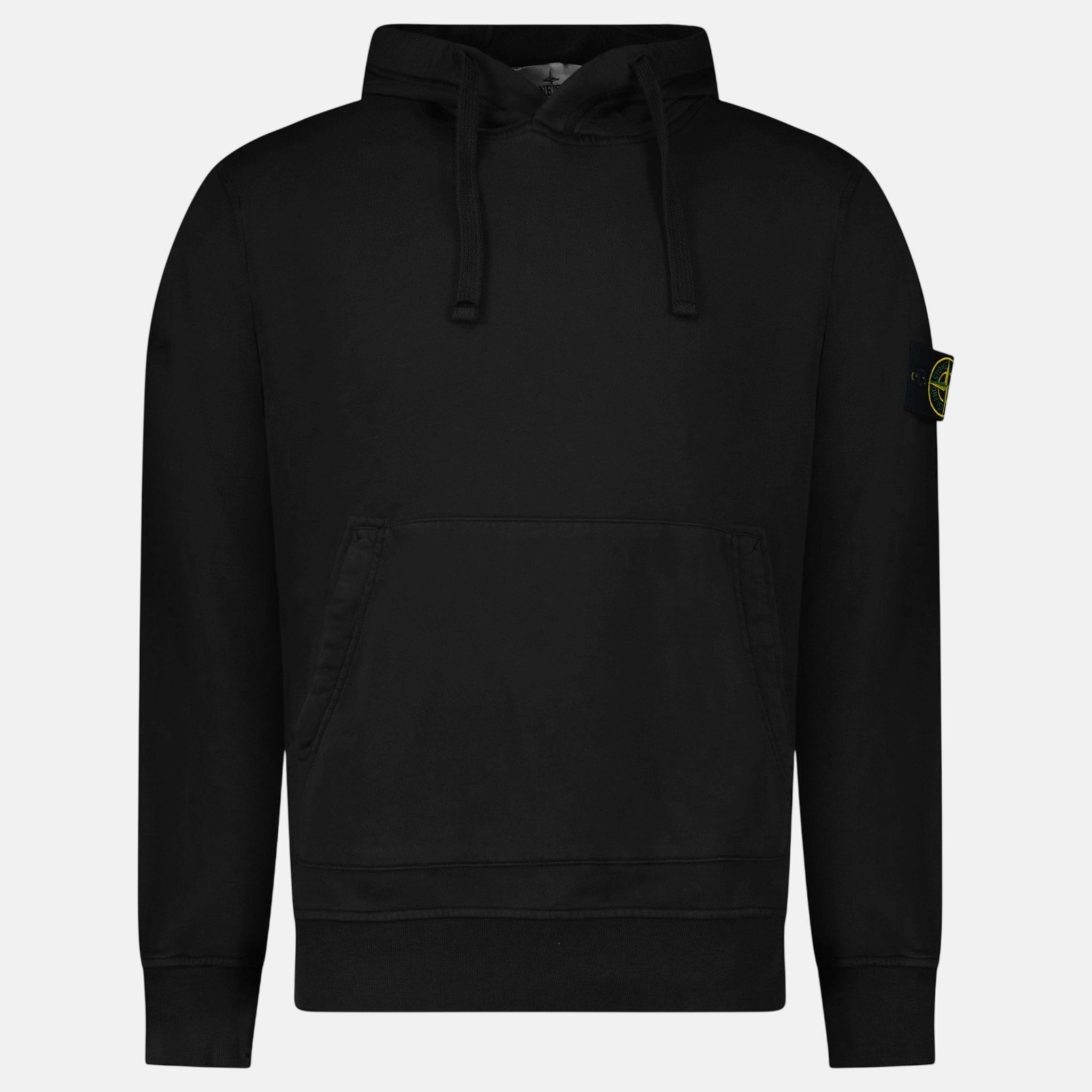 Stone Island Organic Cotton Fleece Hoodie Black – G40 | Studio DOS by Designer Outlet Sales