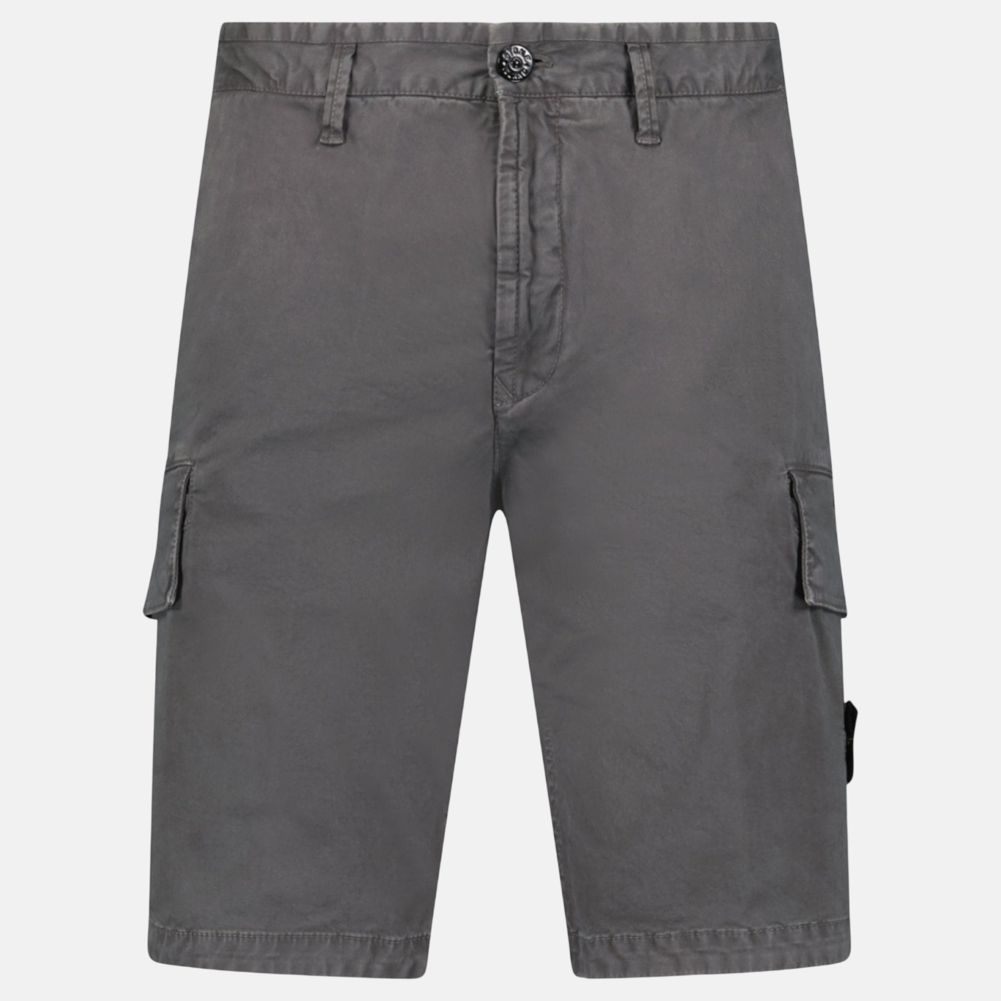 Stone Island Organic Cotton Stretch Broken Twill 'Old' Effect Cargo Shorts Charcoal Grey – F39 | Studio DOS by Designer Outlet Sales