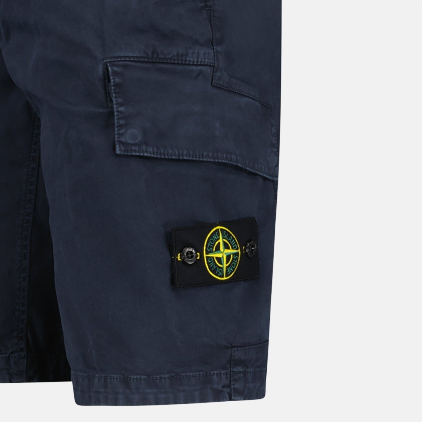 Stone Island Organic Cotton Stretch Broken Twill 'Old' Effect Cargo Shorts Navy – F36 | Studio DOS by Designer Outlet Sales