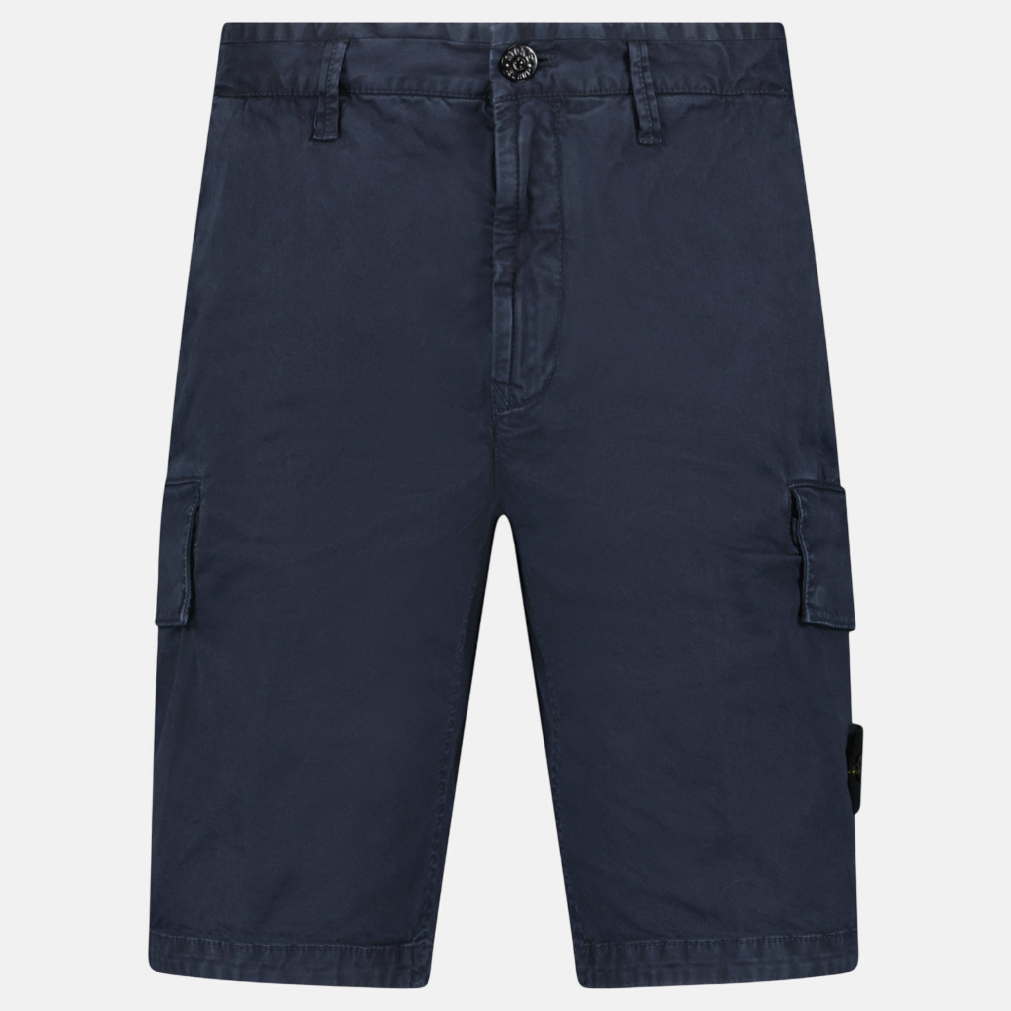 Stone Island Organic Cotton Stretch Broken Twill 'Old' Effect Cargo Shorts Navy – F36 | Studio DOS by Designer Outlet Sales