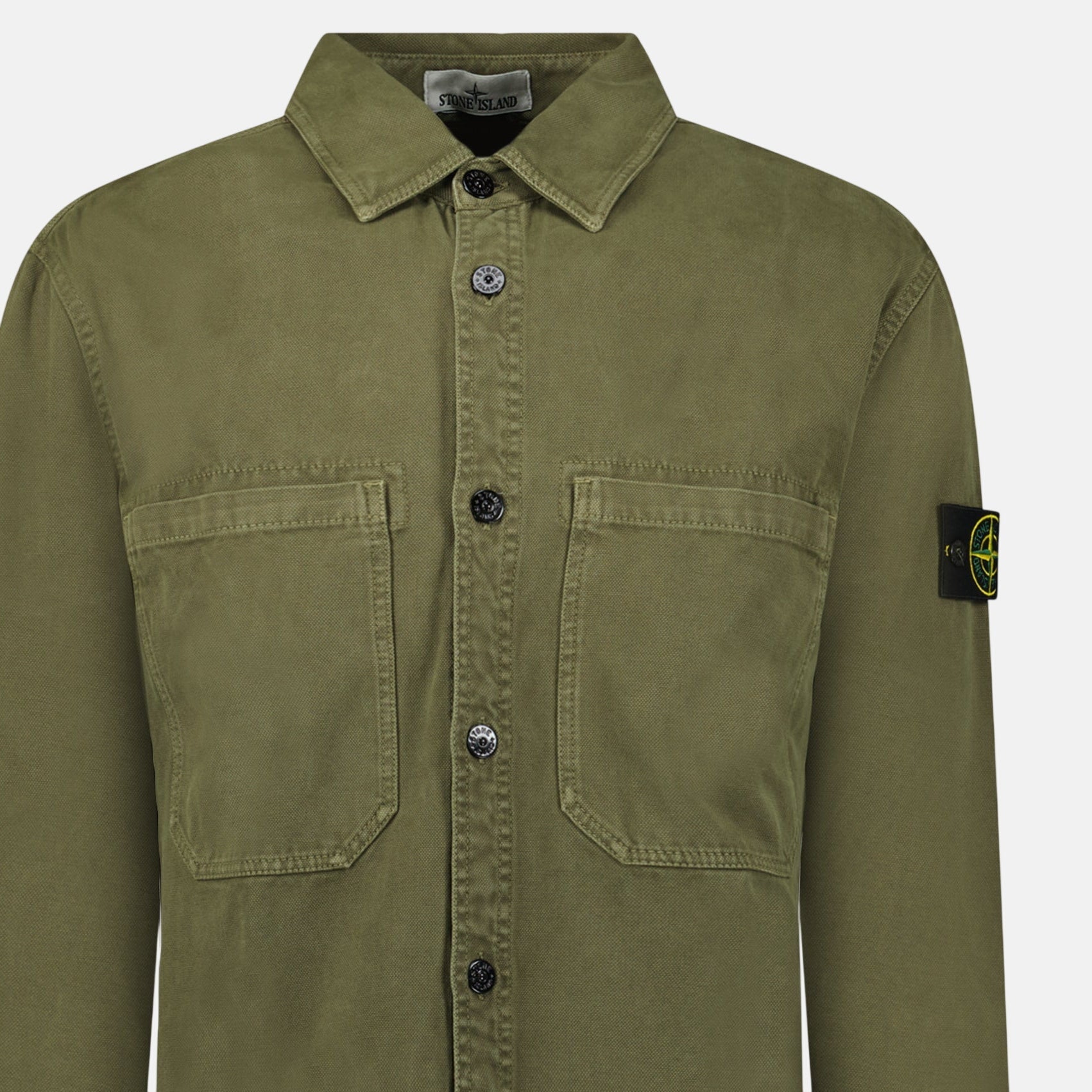 Stone Island Panama Cotton Overshirt Military Green – A15 | Studio DOS by Designer Outlet Sales