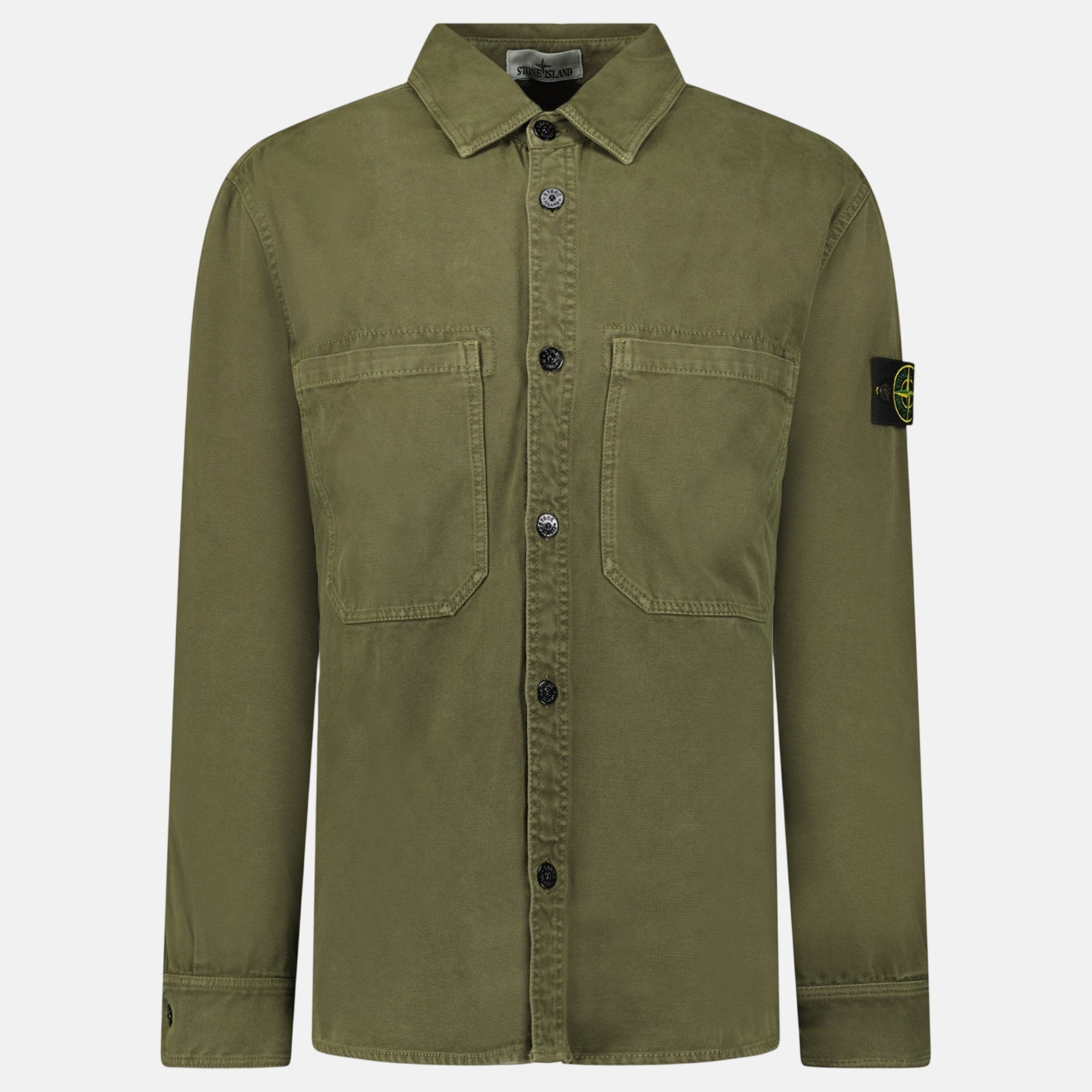 Stone Island Panama Cotton Overshirt Military Green – A15 | Studio DOS by Designer Outlet Sales
