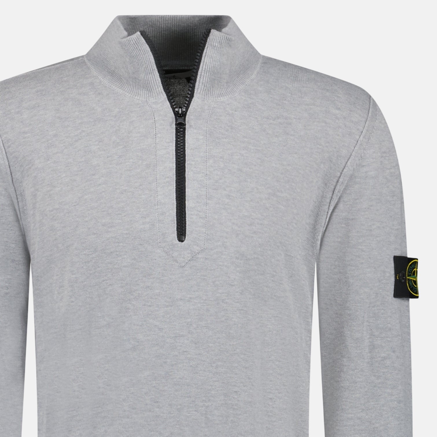 Stone Island Soft Cotton Quarter Zip Sweatshirt Grey – B4 | Studio DOS by Designer Outlet Sales
