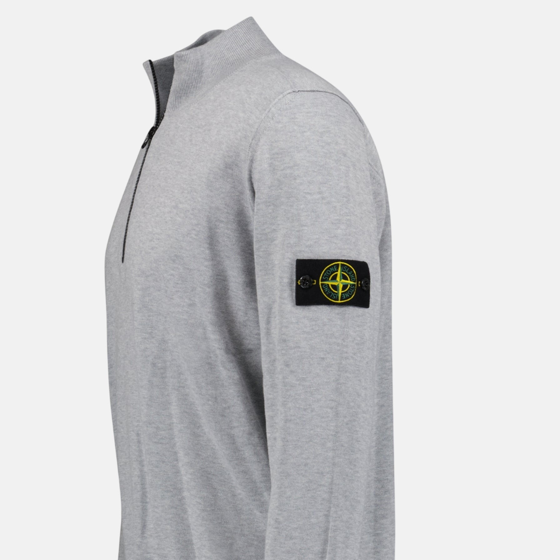 Stone Island Soft Cotton Quarter Zip Sweatshirt Grey | Studio DOS
