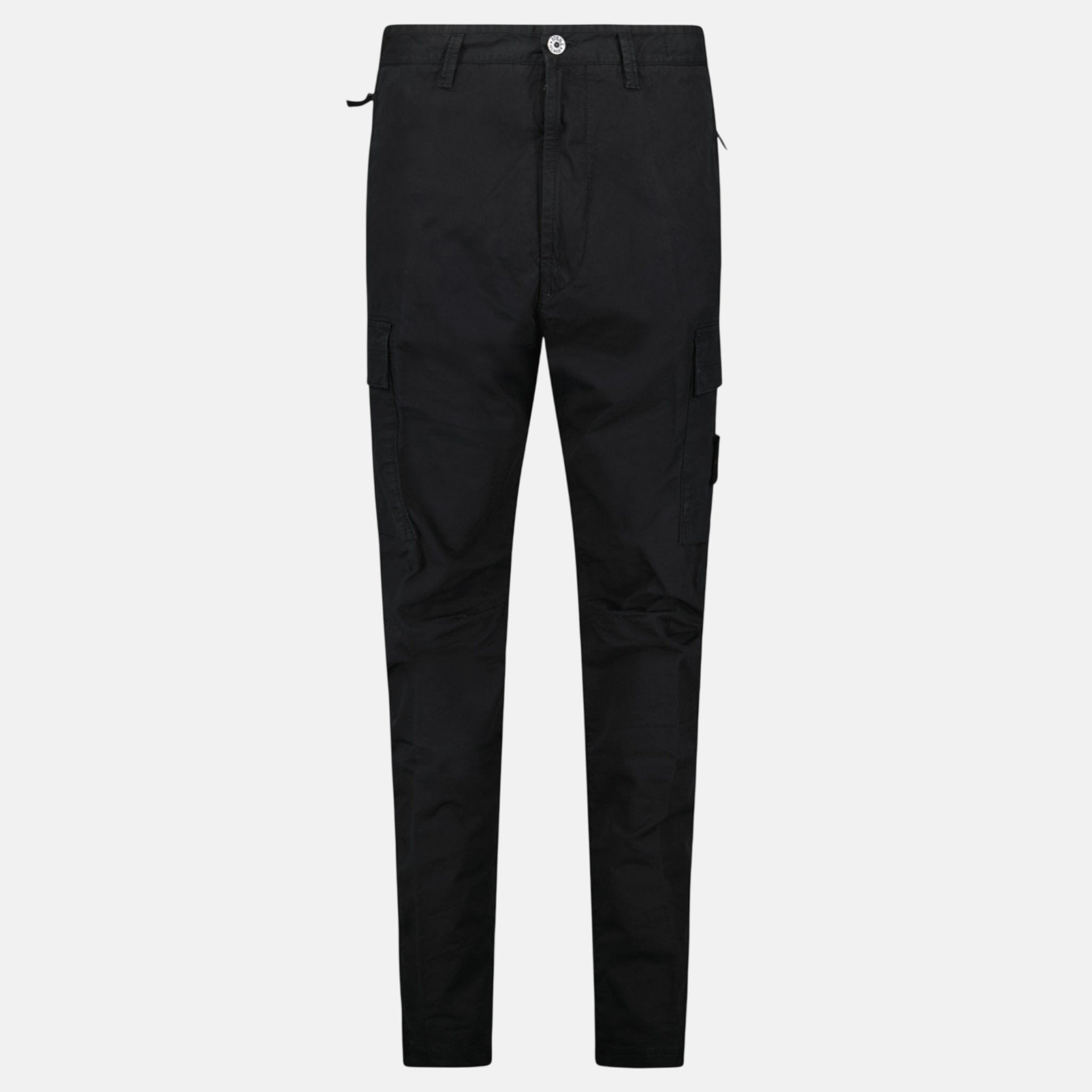 Stone Island Stretch Organic Broken Twill Cotton 'OLD' Effect Cargo Trousers Black – B12 | Studio DOS by Designer Outlet Sales