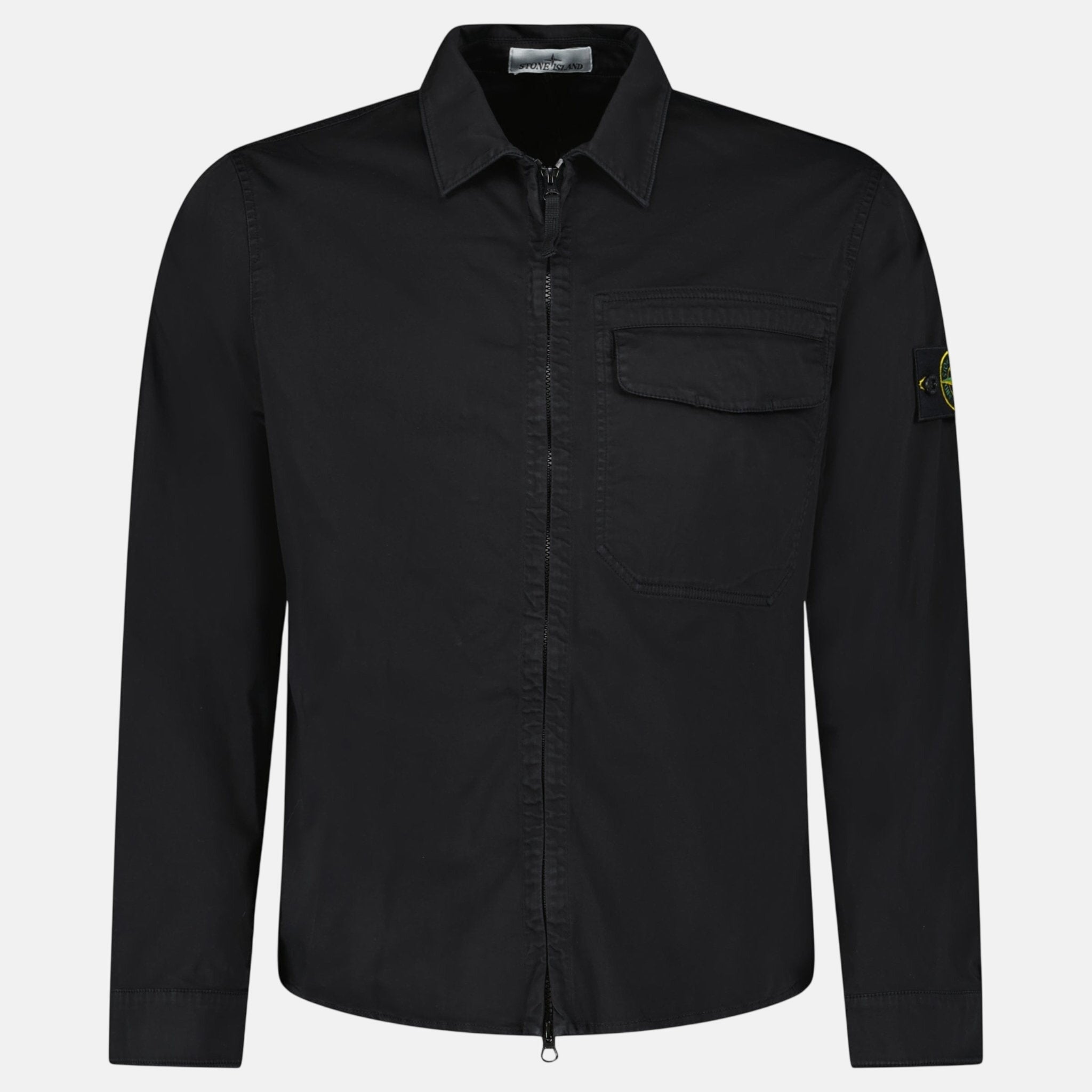 Stone Island Stretch Organic Cotton Satin Overshirt Black – sku-57814049816957 | Studio DOS by Designer Outlet Sales