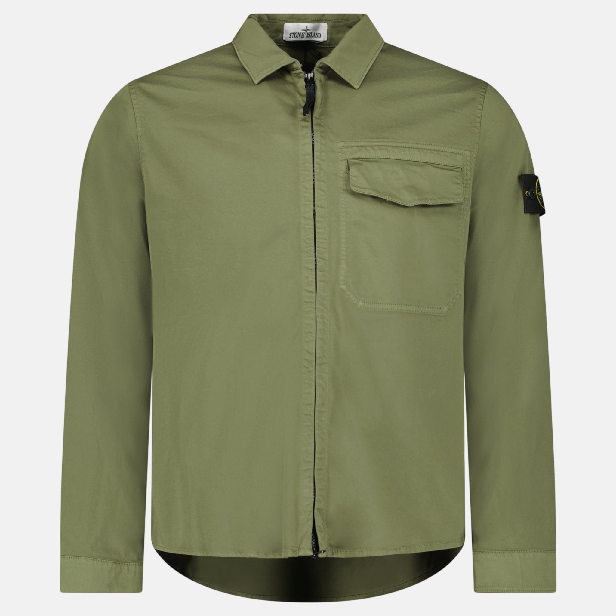 Stone Island Stretch Organic Cotton Satin Overshirt Military Green – Rail 5 U | Studio DOS by Designer Outlet Sales