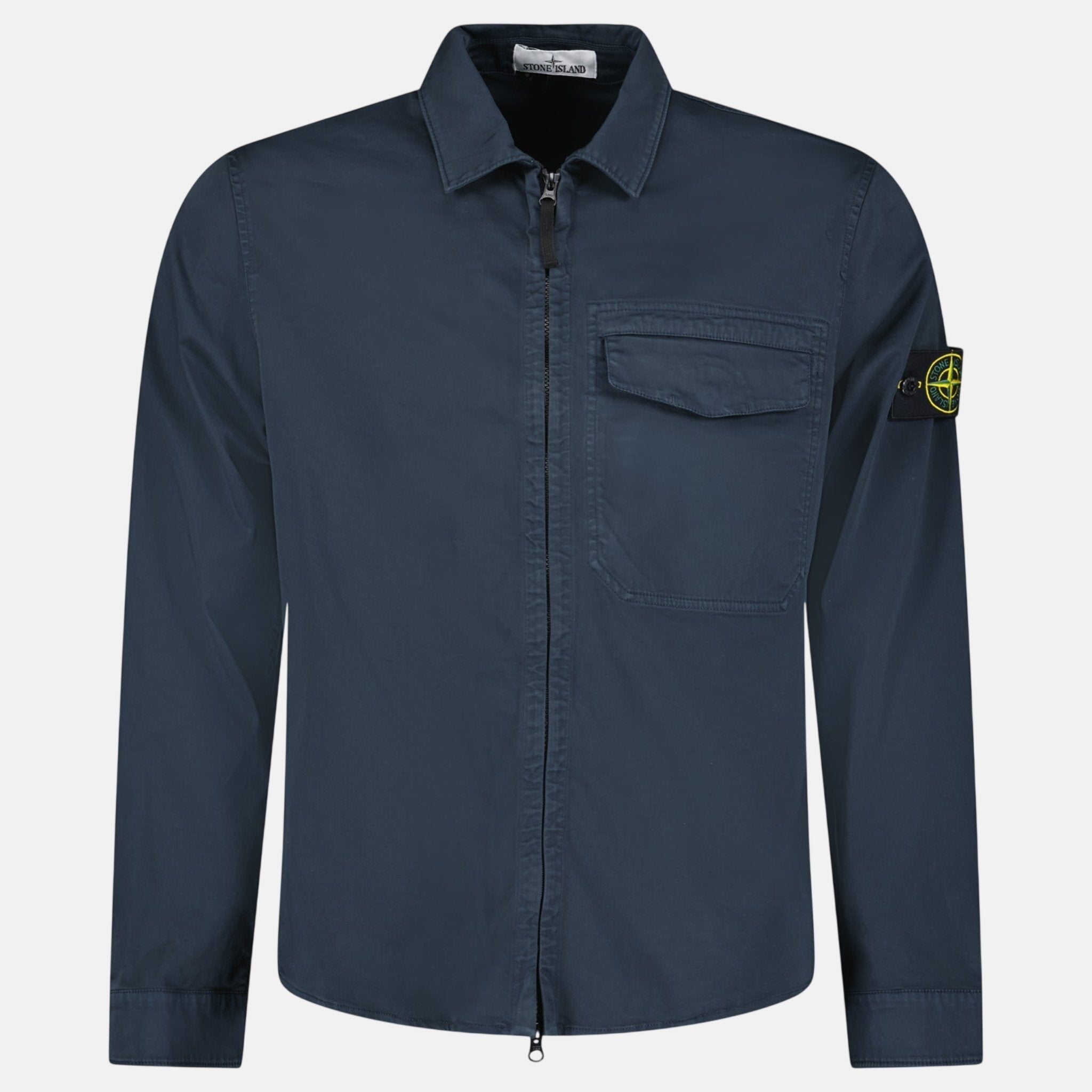 Stone Island Stretch Organic Cotton Satin Overshirt Navy – sku-57814077243773 | Studio DOS by Designer Outlet Sales