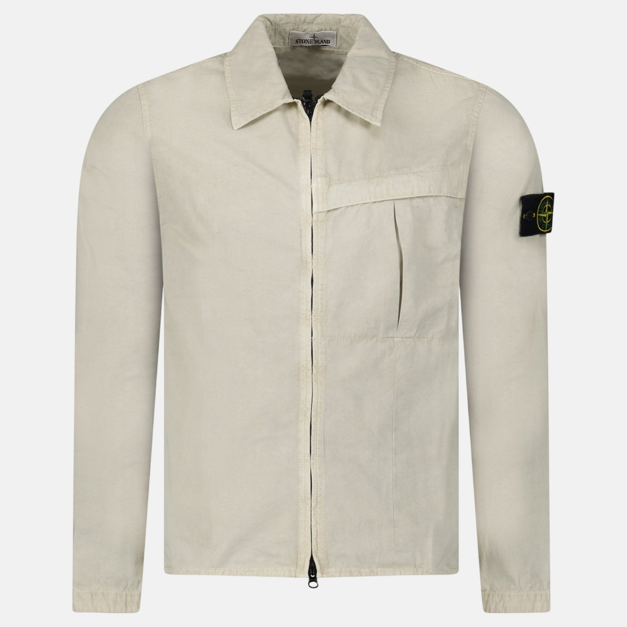 Stone Island Washed Cotton Long Sleeve Overshirt Light Beige – C34 | Studio DOS by Designer Outlet Sales