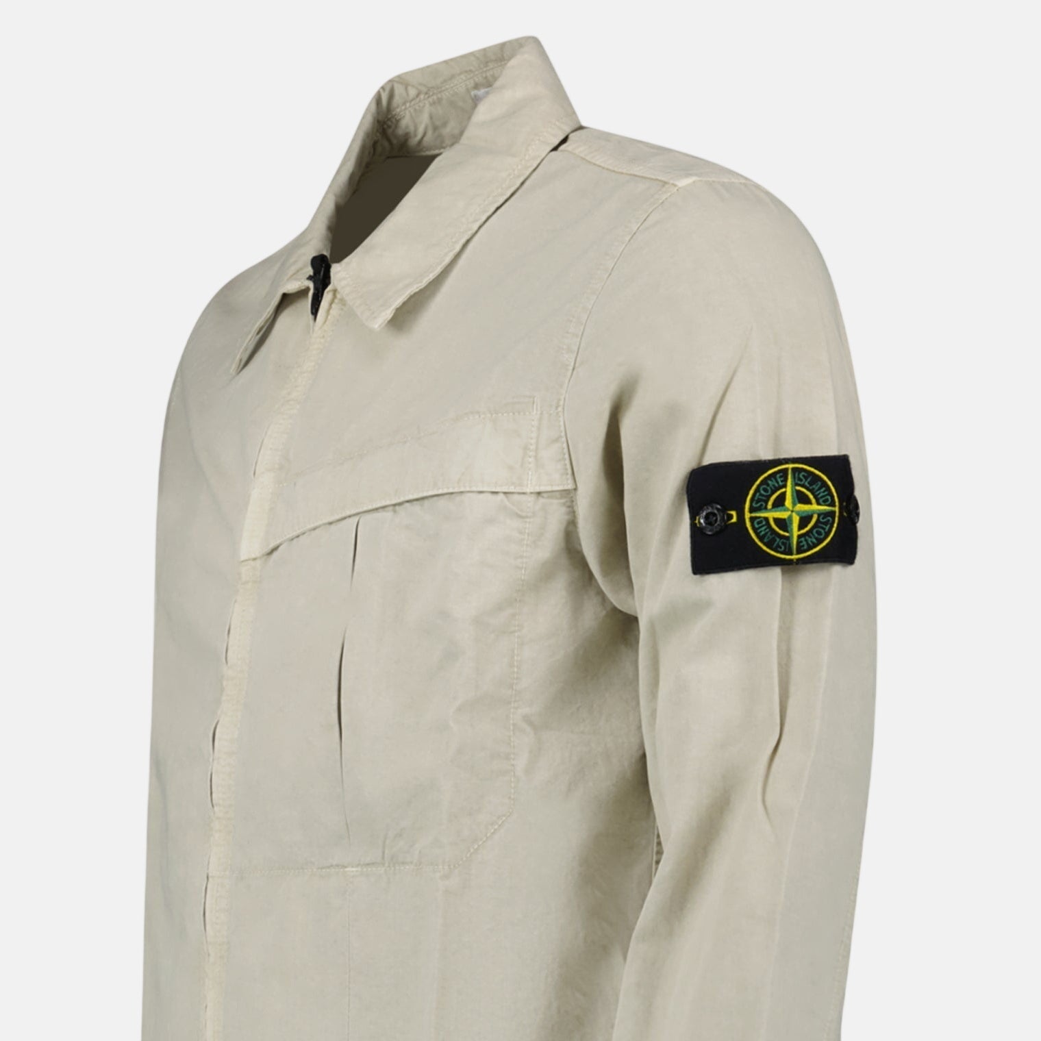 Stone Island Washed Cotton Long Sleeve Overshirt Light Beige – C34 | Studio DOS by Designer Outlet Sales