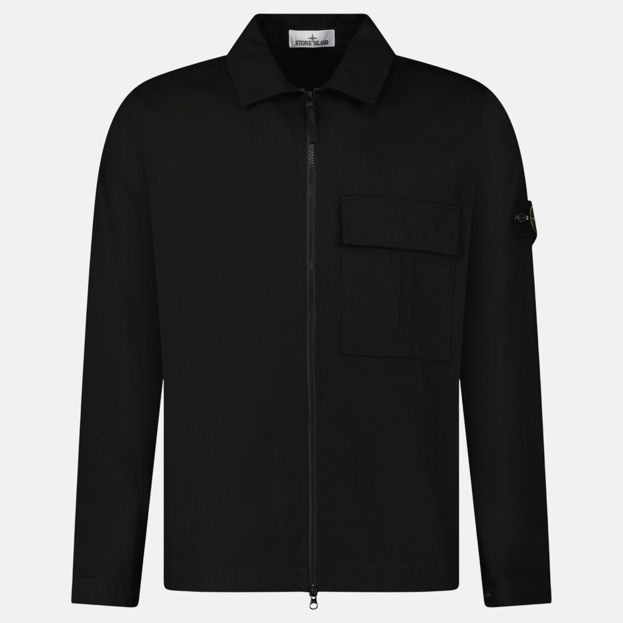 Stone Island Zip Panama Cotton Overshirt Black – sku-57575867580797 | Studio DOS by Designer Outlet Sales
