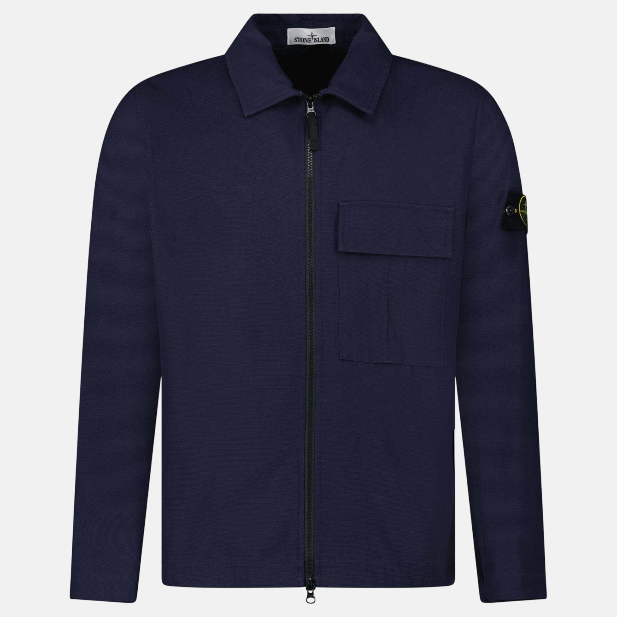 Stone Island Zip Panama Cotton Overshirt Navy – sku-57575798473085 | Studio DOS by Designer Outlet Sales
