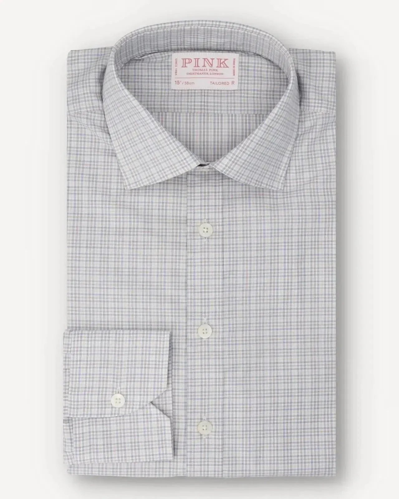 Thomas Pink Tailored Fit Check Formal Shirt White Multi – 40546-005-380 | Studio DOS by Designer Outlet Sales