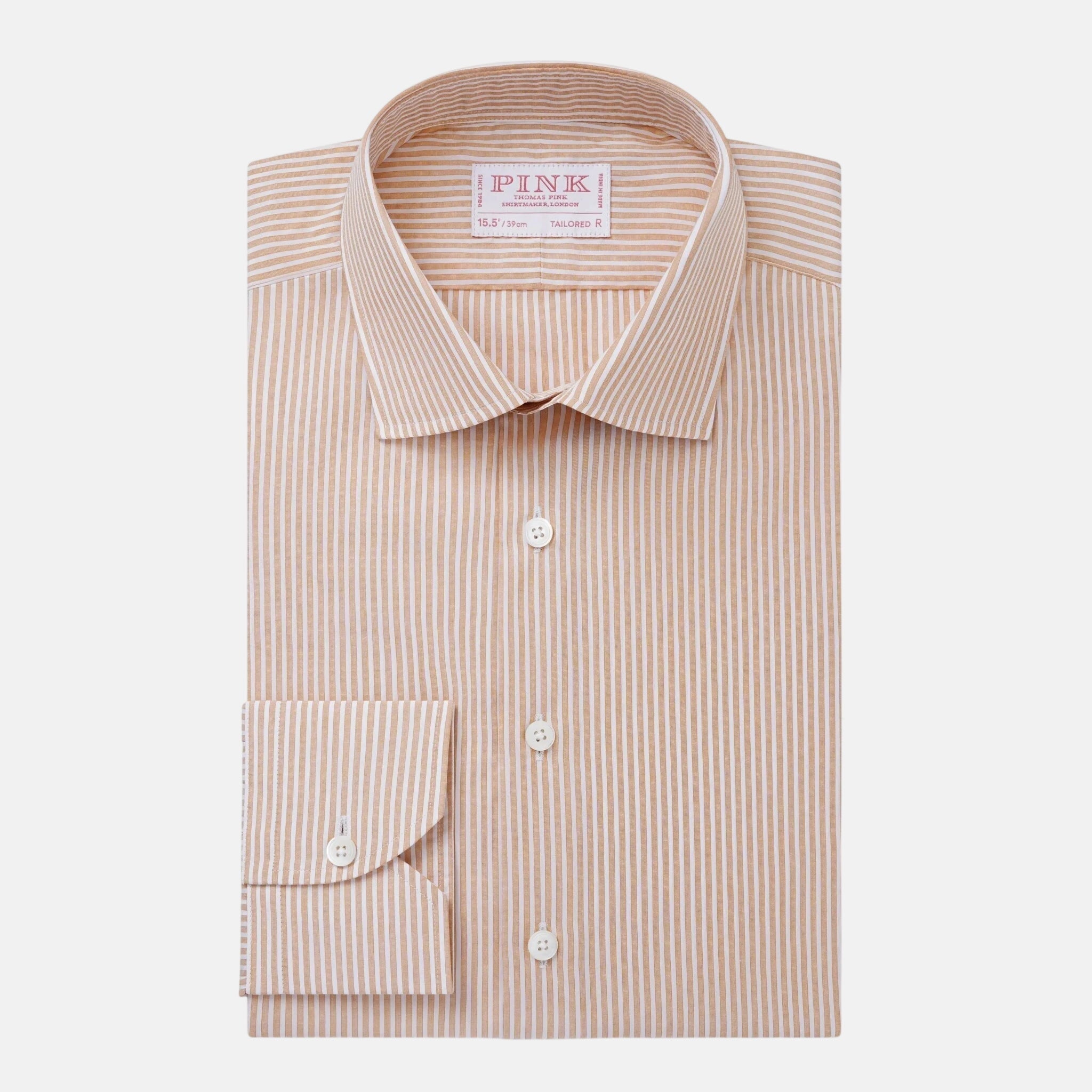 Thomas Pink Tailored Fit Formal Egyptian Cotton Stripe Shirt White Peach – 40546-009-603 | Studio DOS by Designer Outlet Sales