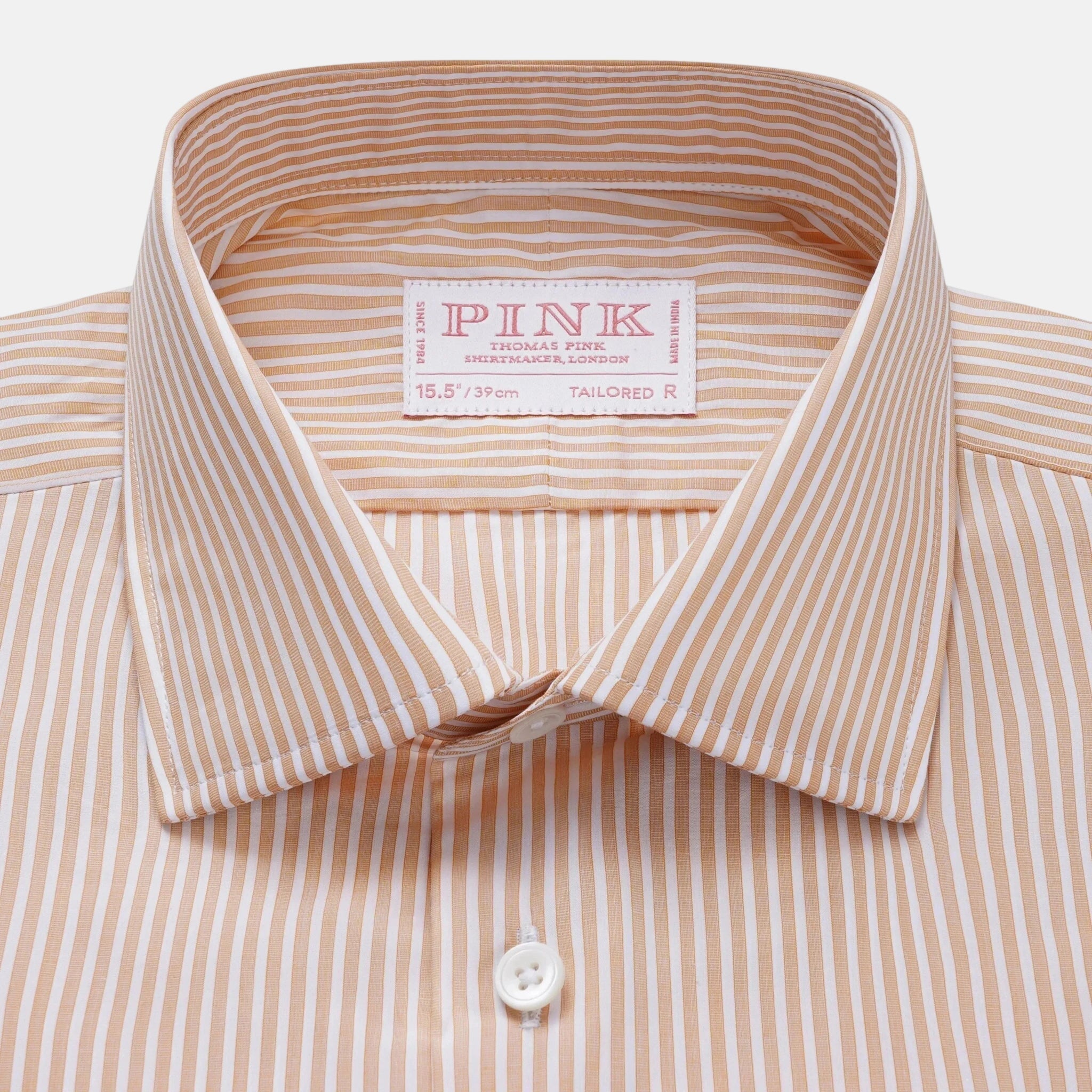 Thomas Pink Tailored Fit Formal Egyptian Cotton Stripe Shirt White Peach – 40546-009-603 | Studio DOS by Designer Outlet Sales