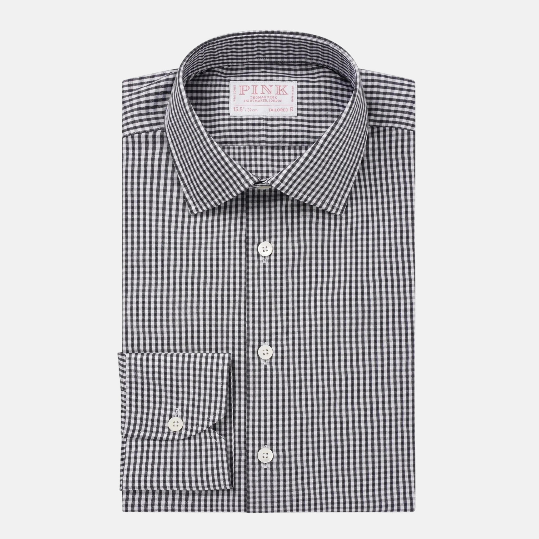 Thomas Pink Tailored Fit Formal Twill Micro Check Shirt Black – 40546-005-873 | Studio DOS by Designer Outlet Sales