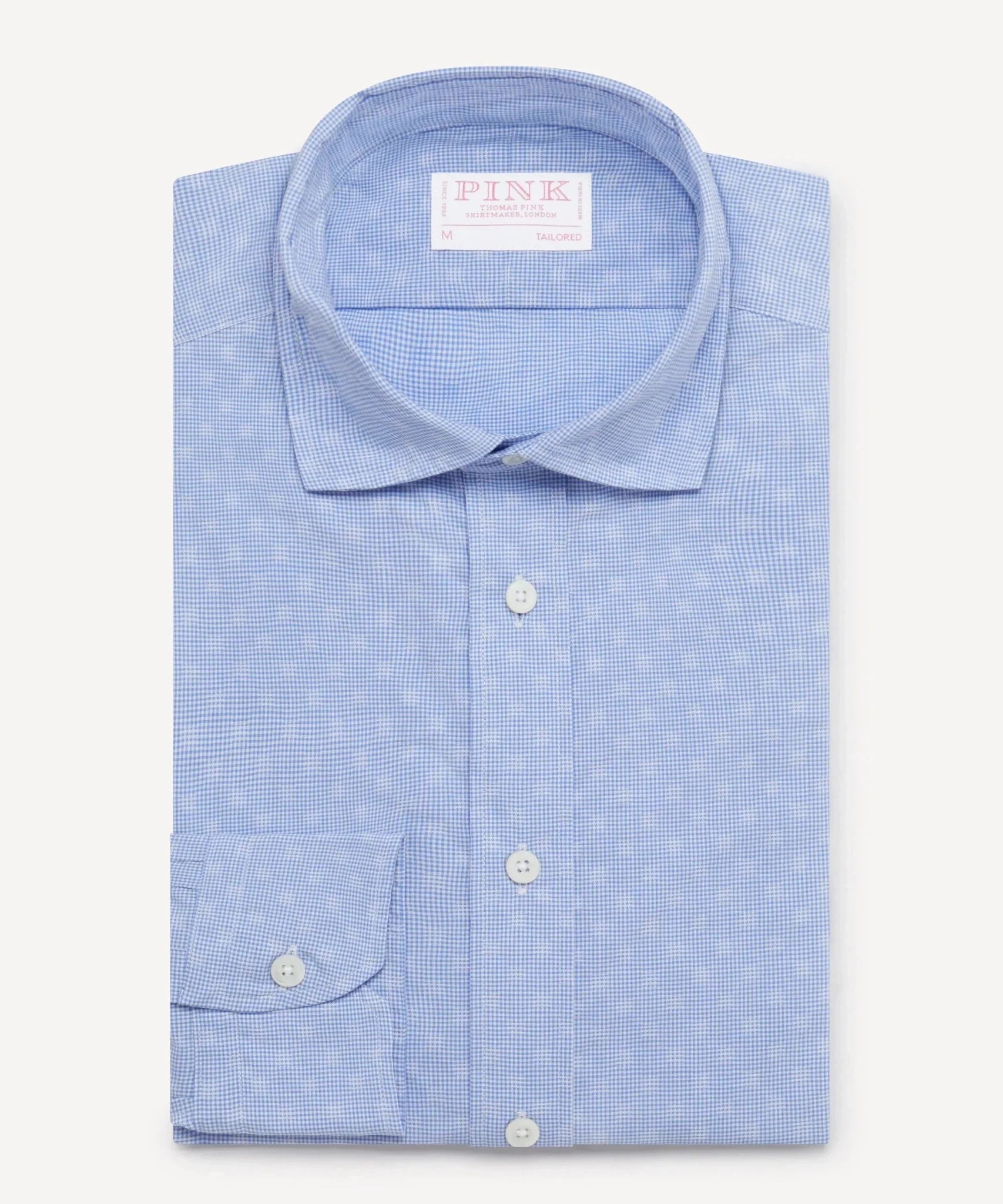 Thomas Pink Tailored Fit Smart Casual Micro Gingham Shirt Blue – 40546-005-098 | Studio DOS by Designer Outlet Sales