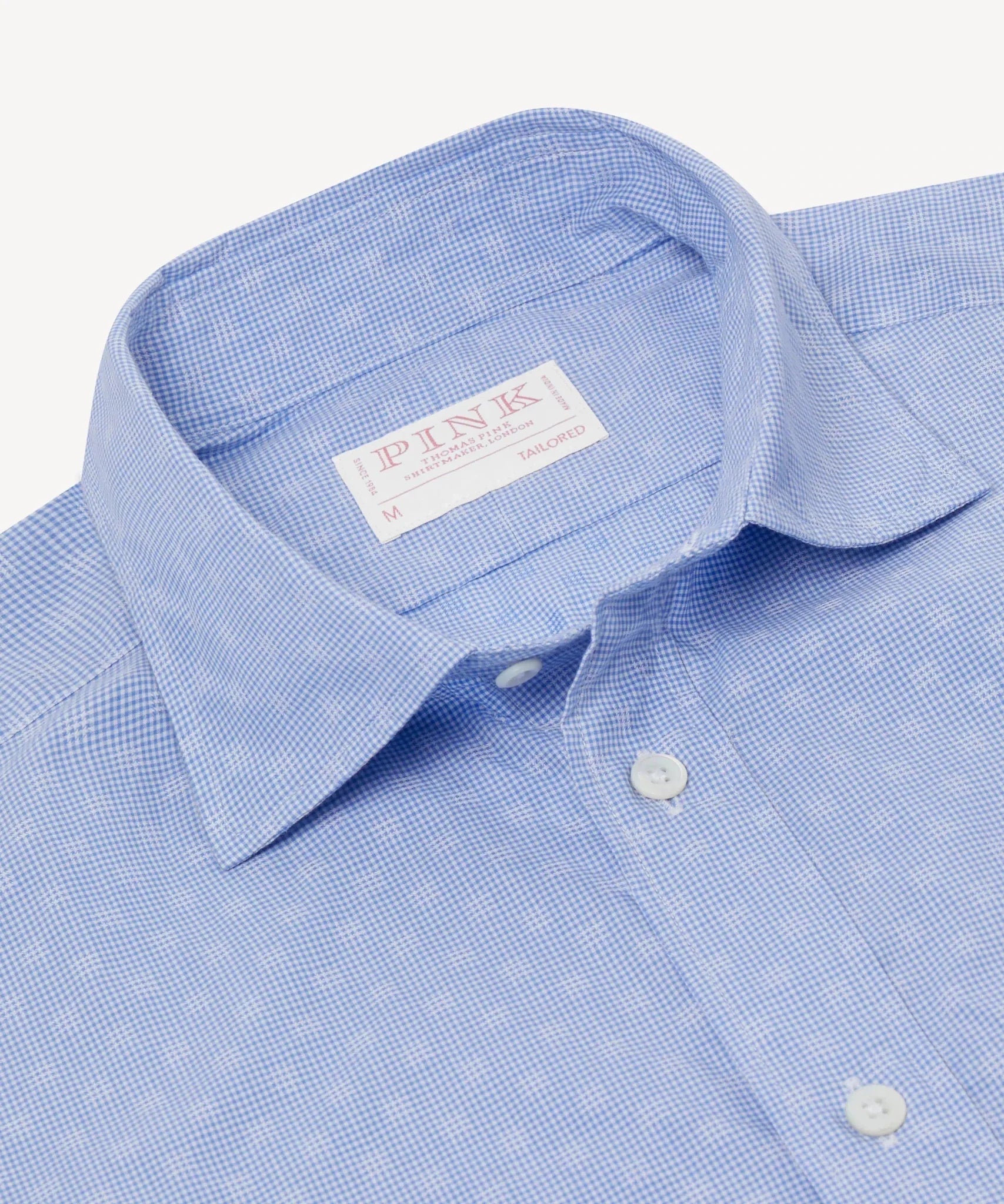 Thomas Pink Tailored Fit Smart Casual Micro Gingham Shirt Blue – 40546-005-098 | Studio DOS by Designer Outlet Sales